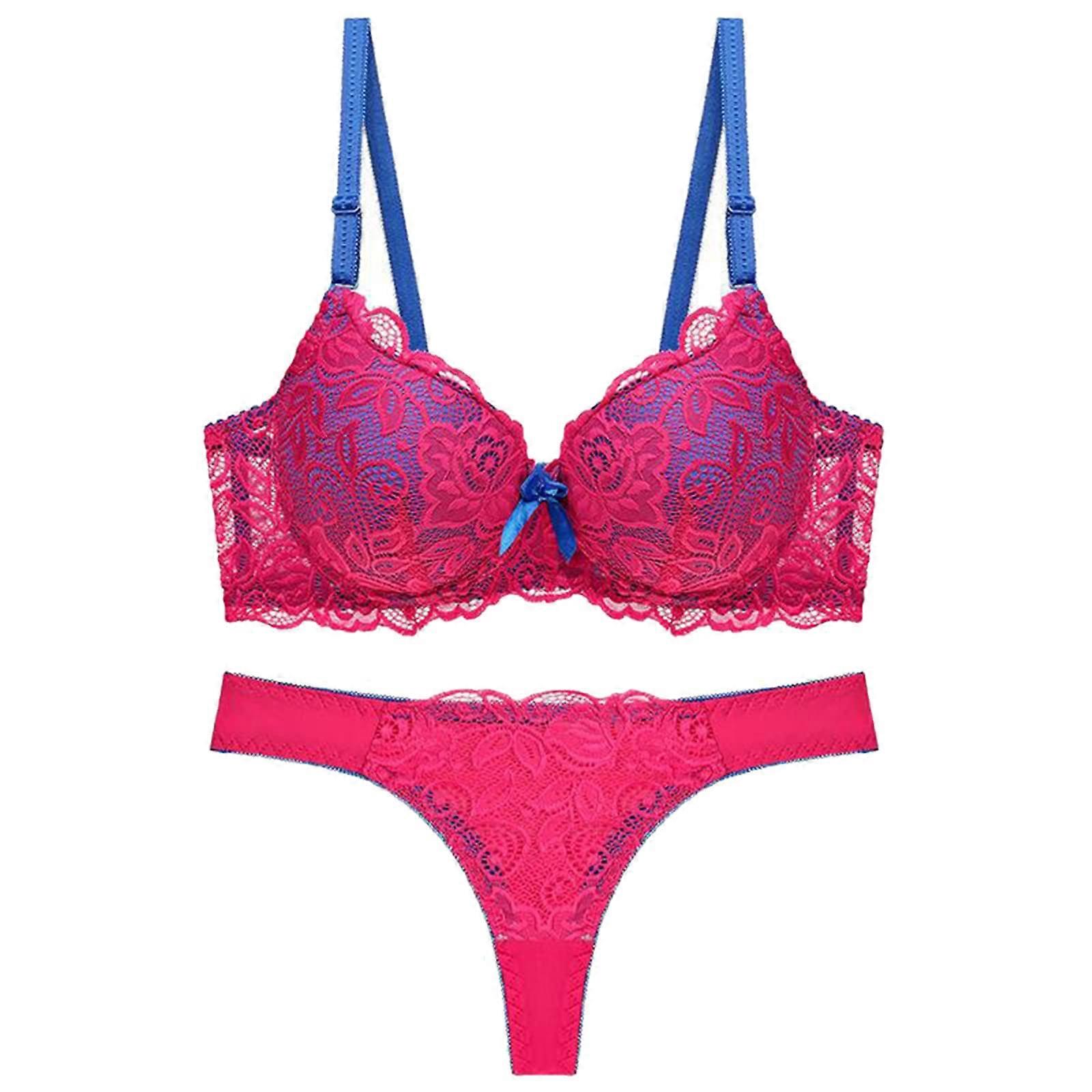 Lace Bra Set Women's PushUp Shaped Underwear Thin Cup Red Size M 85BC