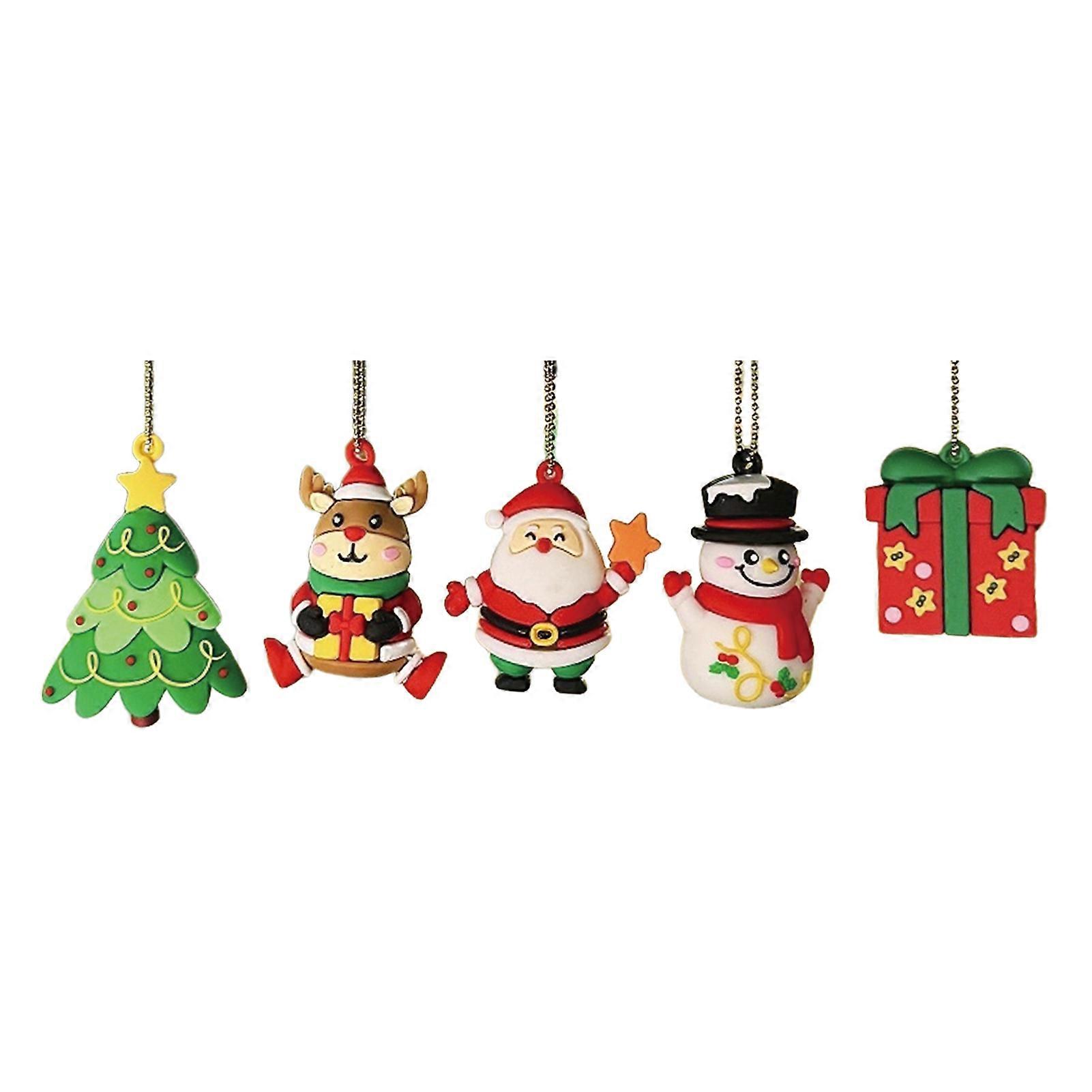 Christmas Car Mirror Ornaments Set Santa Claus Reindeer Tree Hanging Decorations