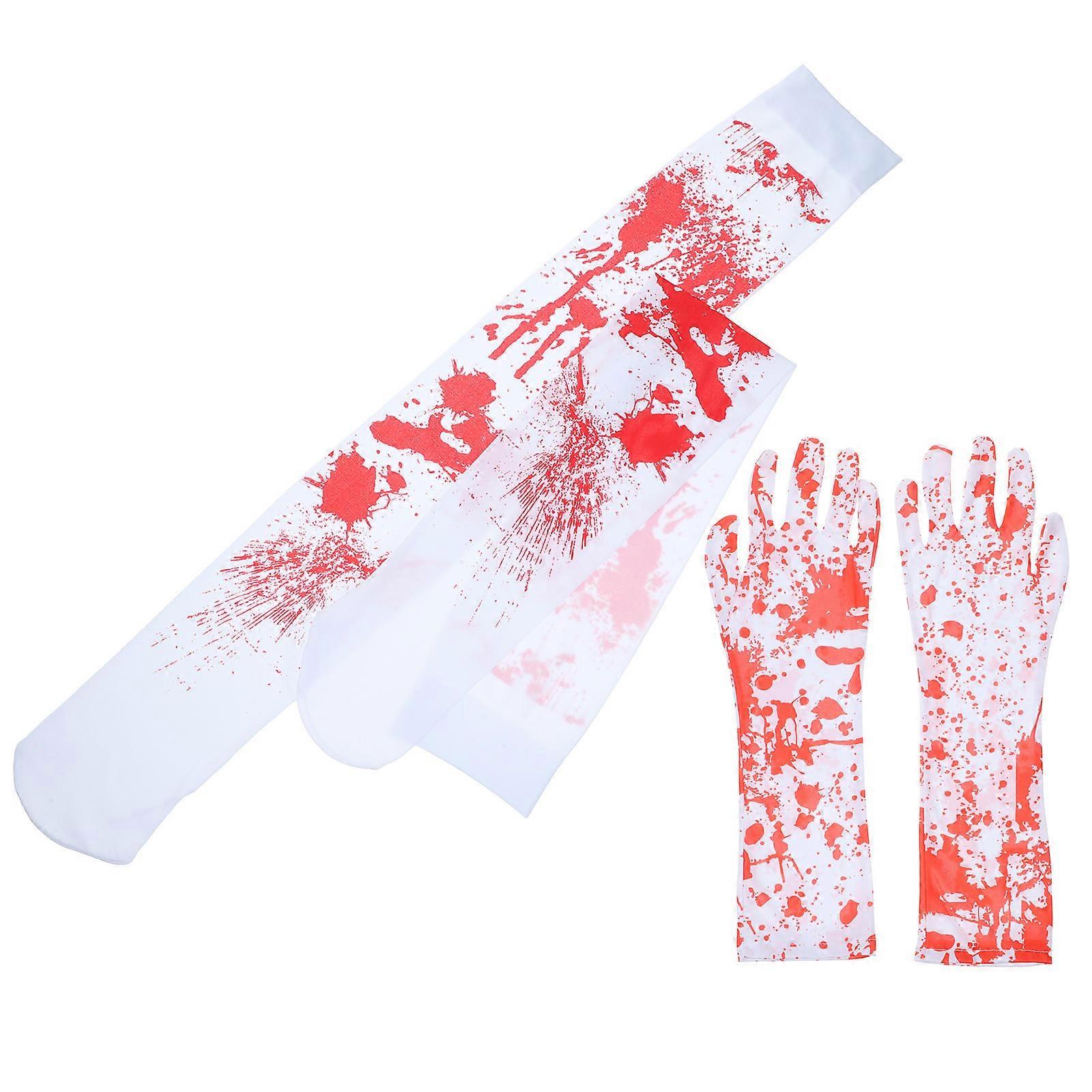 Cosplay Blood Gloves Stockings Decorative Use 4 Sets Lightweight And Breathable Perfect For Dress Up Events