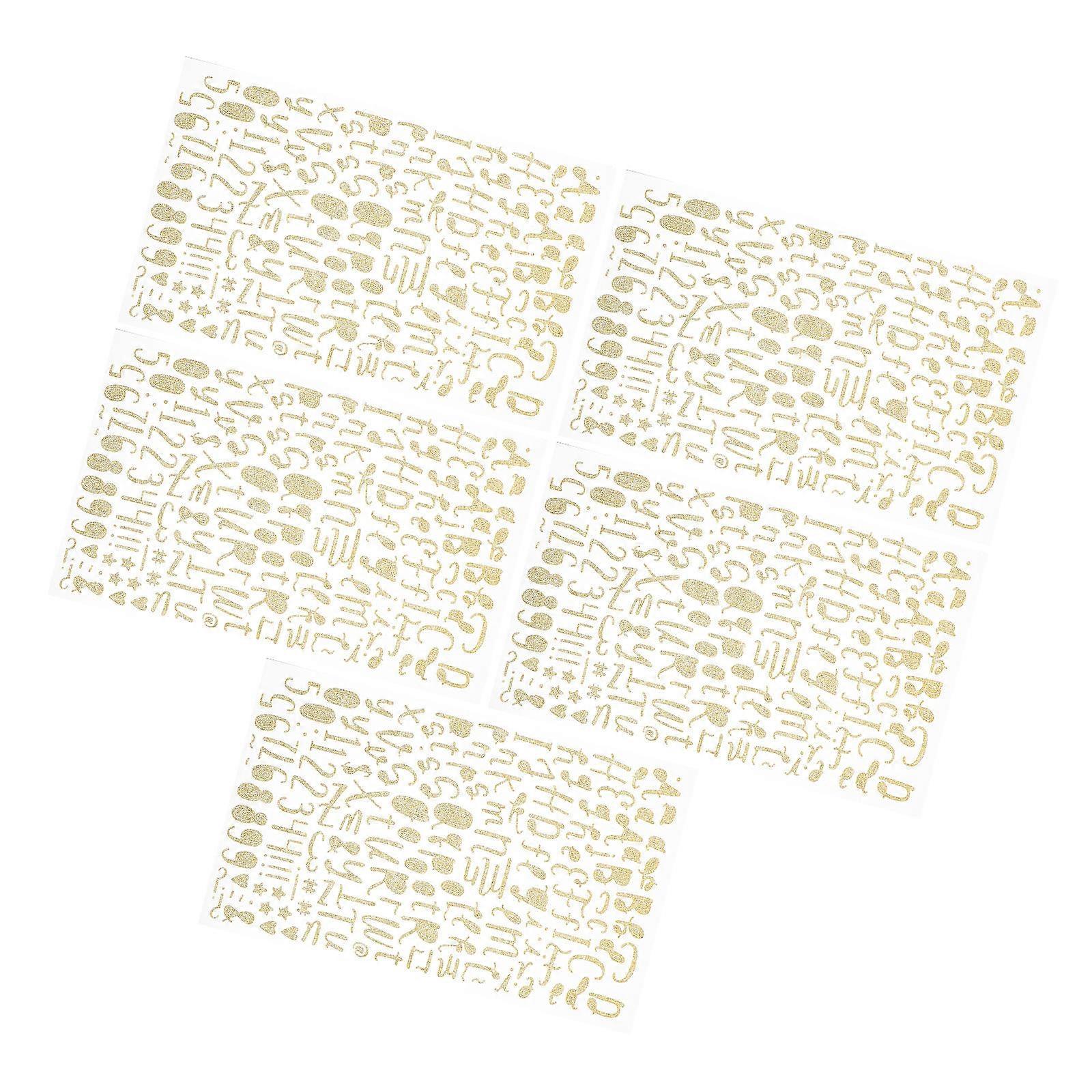 Golden Self-Adhesive Letters Numbers Sticker for Decoration 5Pcs DIY