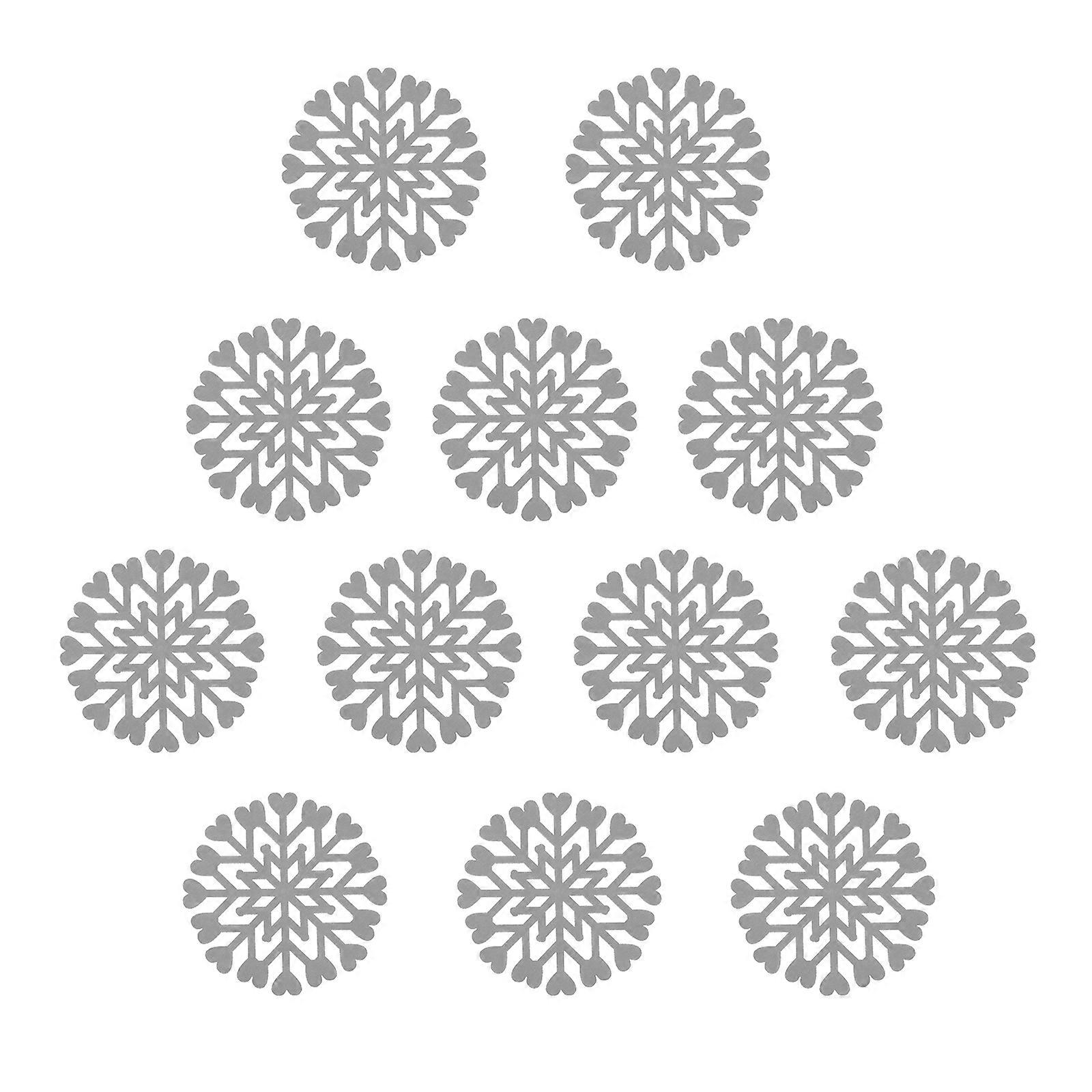 Snowflake Coasters Insulating Felt Grey 10X10X0.2CM For Christmas Party 12Pcs