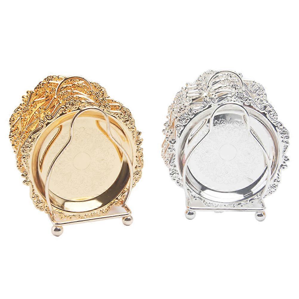 Serving Tray For Entertaining Mini Appetizer Plates Golden Iron 6Pcs Food Display