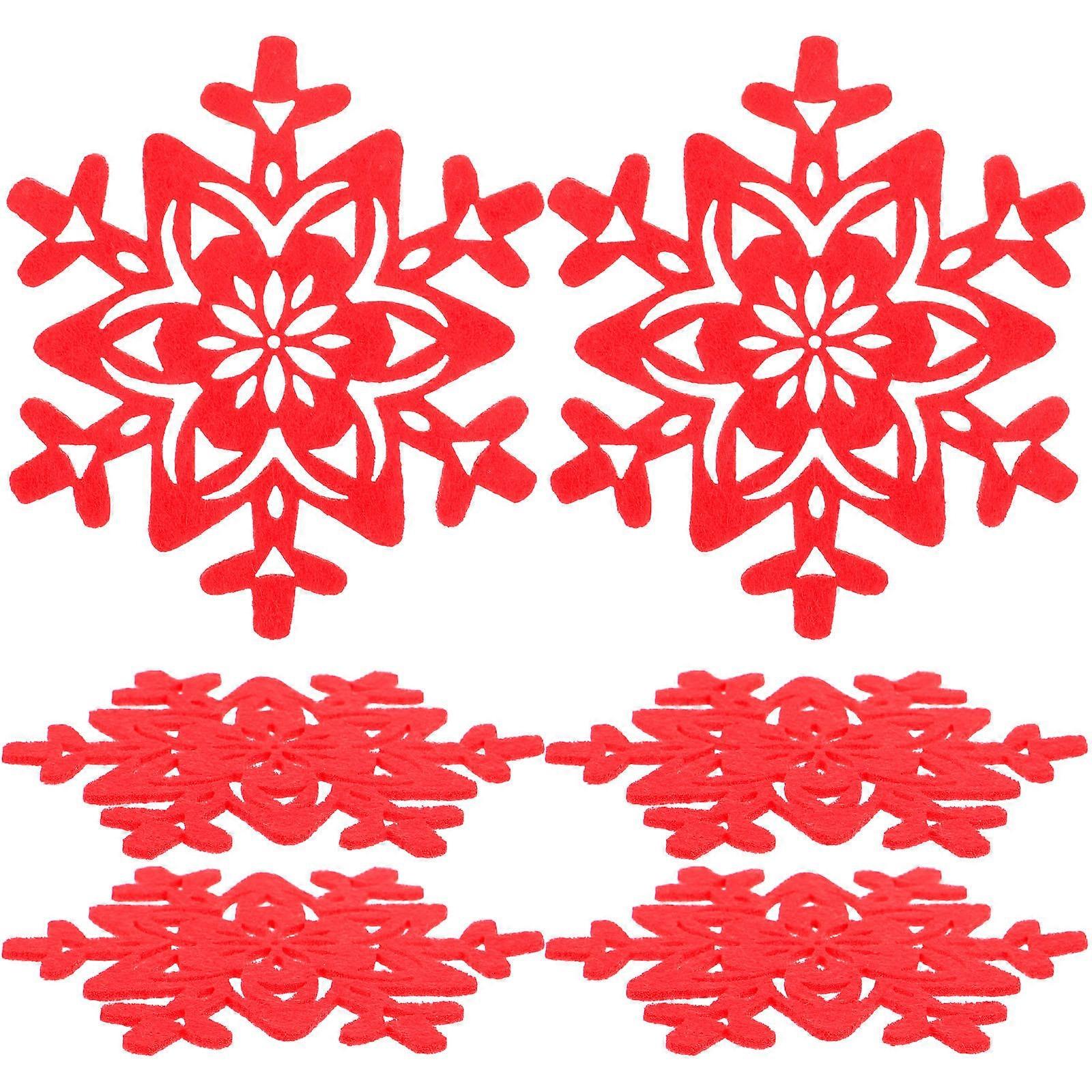 Felt Coasters Christmas Cup Mats for Heat Insulation 2Sets Red