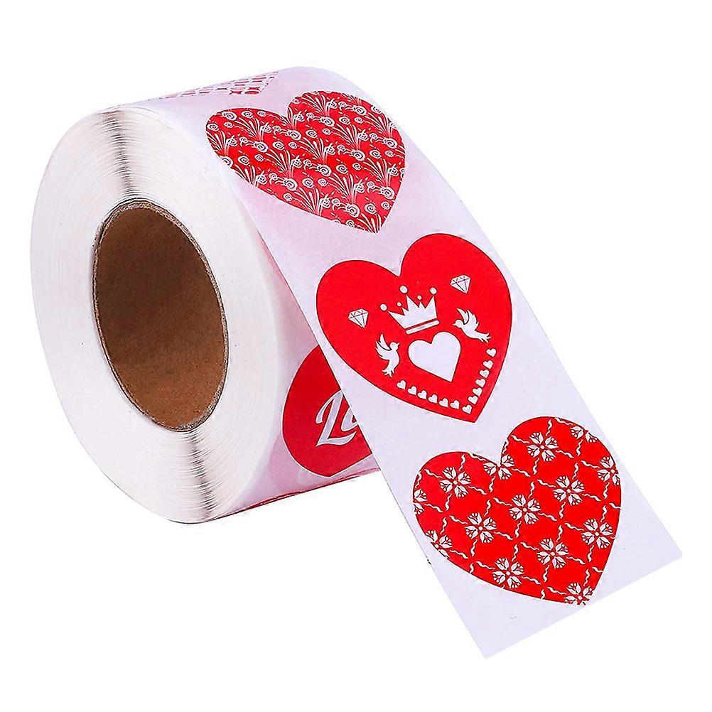 Valentine's Day Label Sticker For DIY Handmade Craft Projects 3.80X3.80X0.10CM Heart Design Sealing 1 Roll