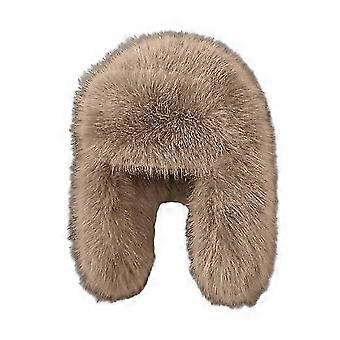 Chapeau d'hiver en fausse fourrure de vison pour femme, couleur unie, épais, chaud, résistant au froid, avec oreillettes