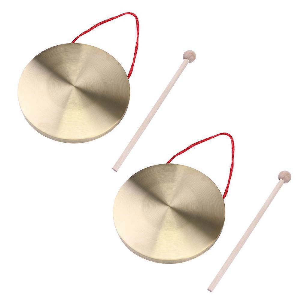 Copper Gong Hand Cymbals for Music Playing 4Sets with Wooden Stick