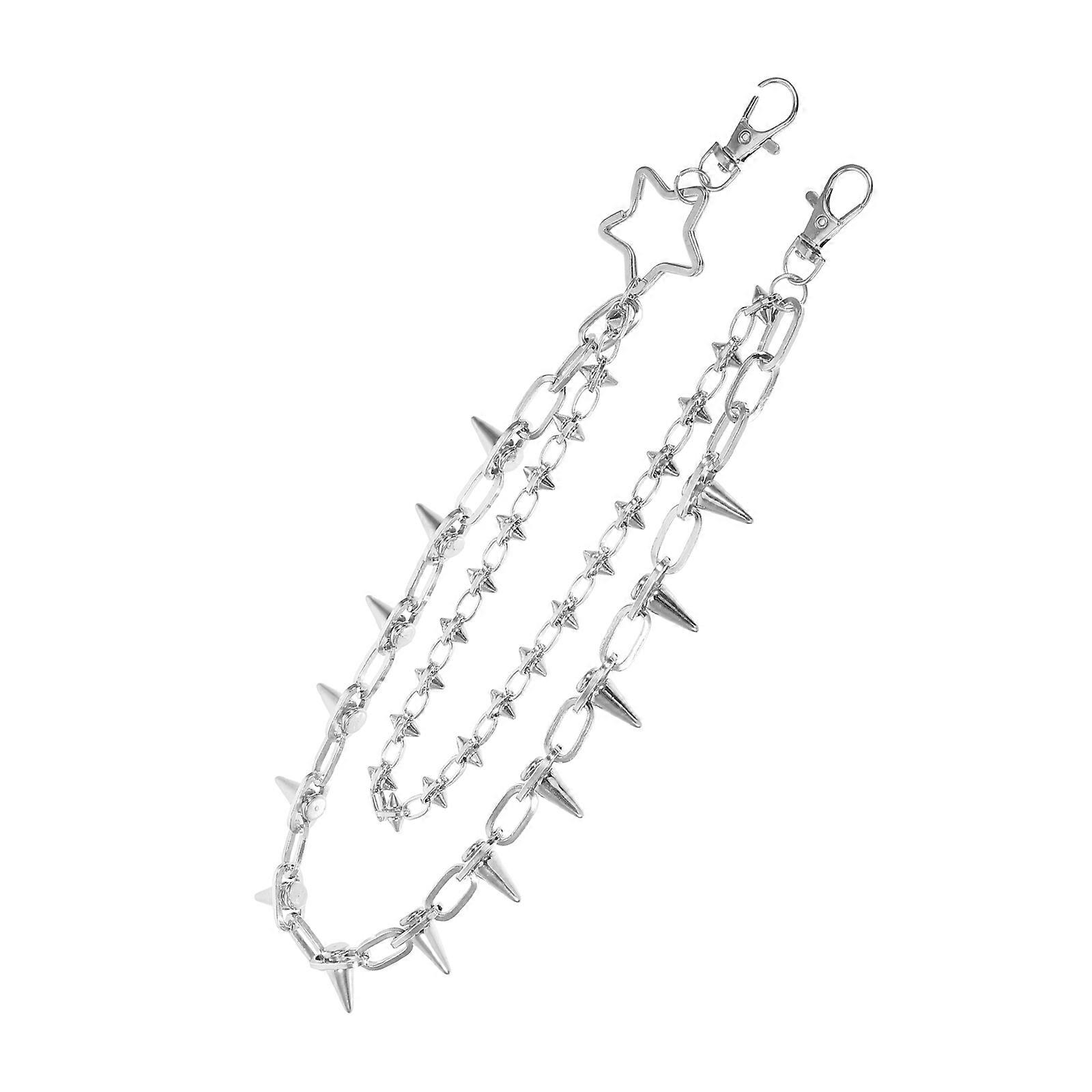 Hip Hop Punk Metal Waist Chain for Pants Multi-Layer Function 5Pcs