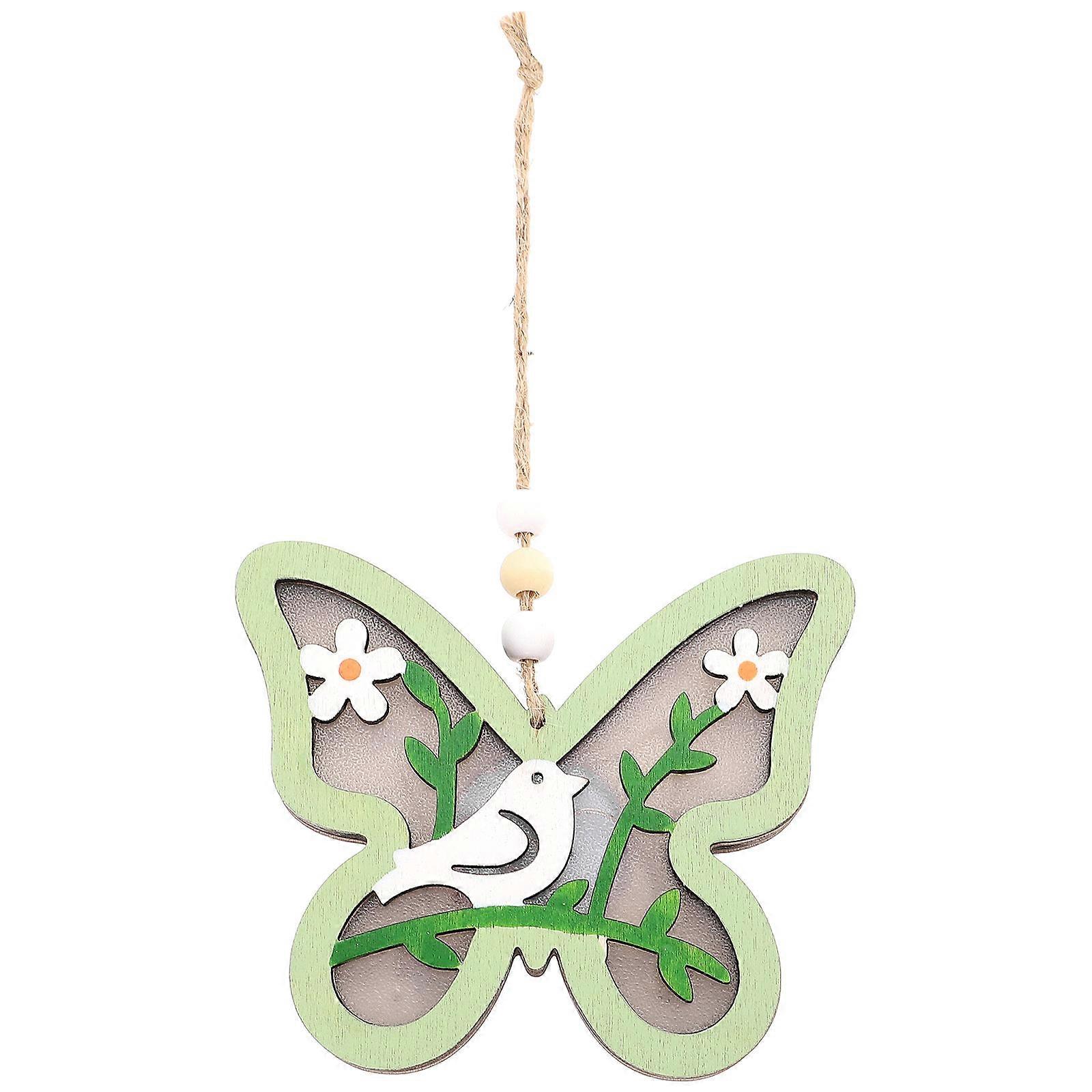 Window Pendant Design Butterfly Shape Green Color Wood Material 1Pack