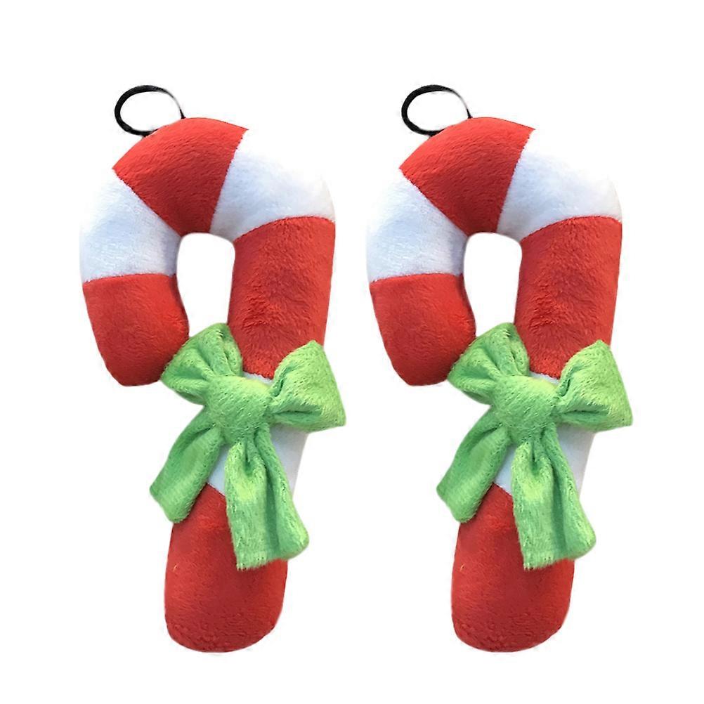 Pet Chew Toy Dog Plush Sound Toy for Playing 2Pcs Red Christmas Stick