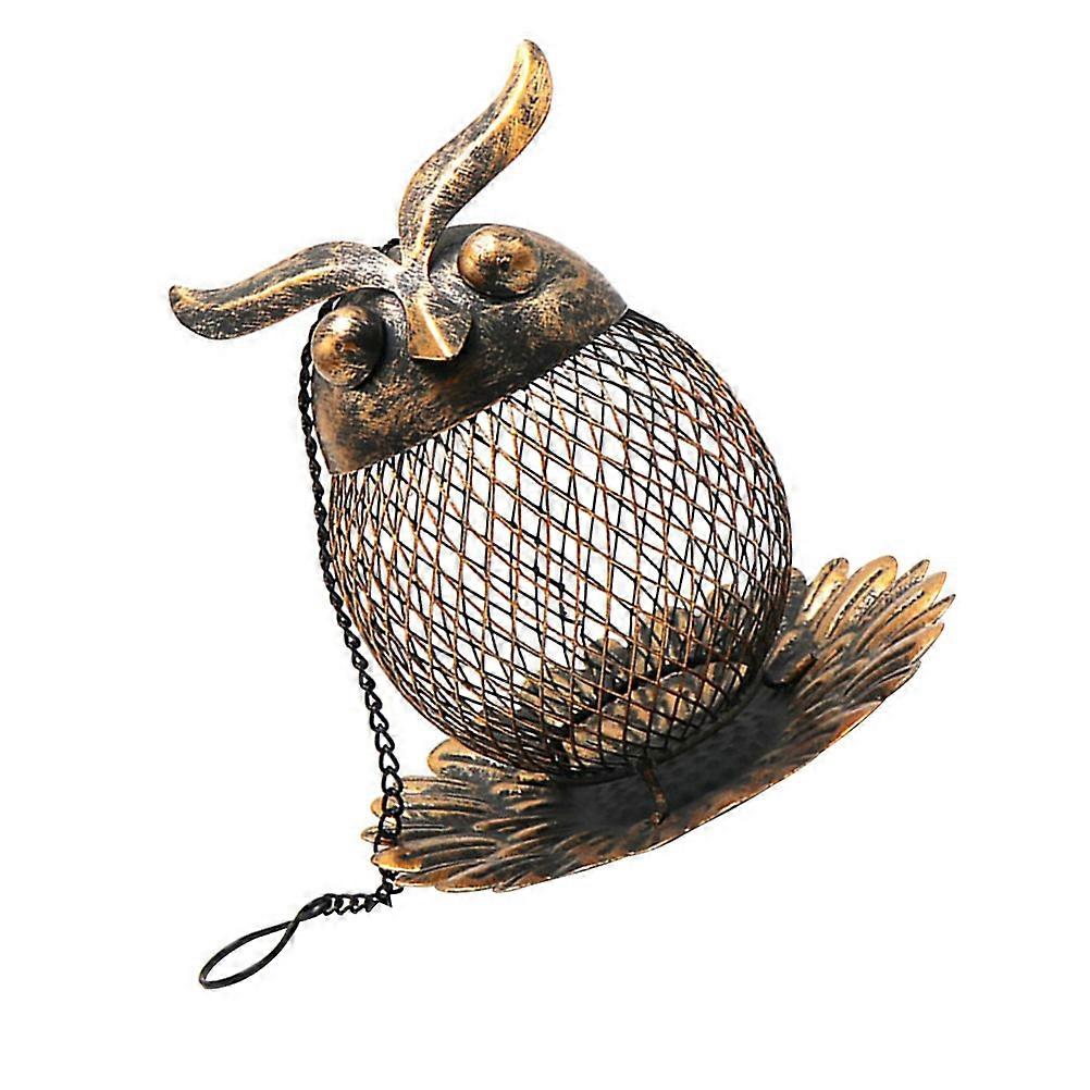 3Pcs Hanging Bird Feeder Owl Shape Iron Feeder for Garden Use