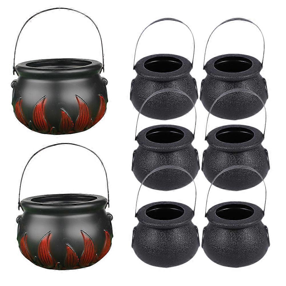 24Pcs Halloween Candy Pot for Trick Or Treat Black Plastic Pots