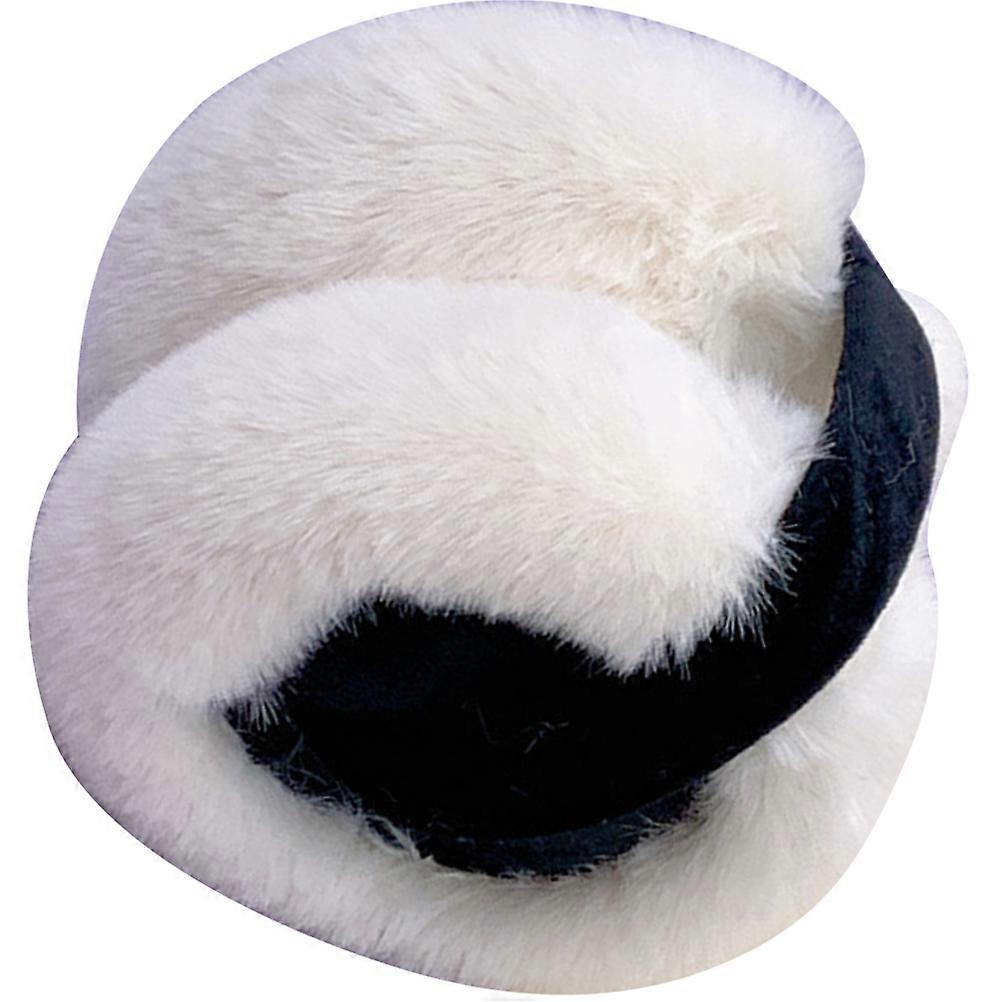 White Winter Ear Muff Plush Ear Warmer for Outdoor Use 2Pcs Pack
