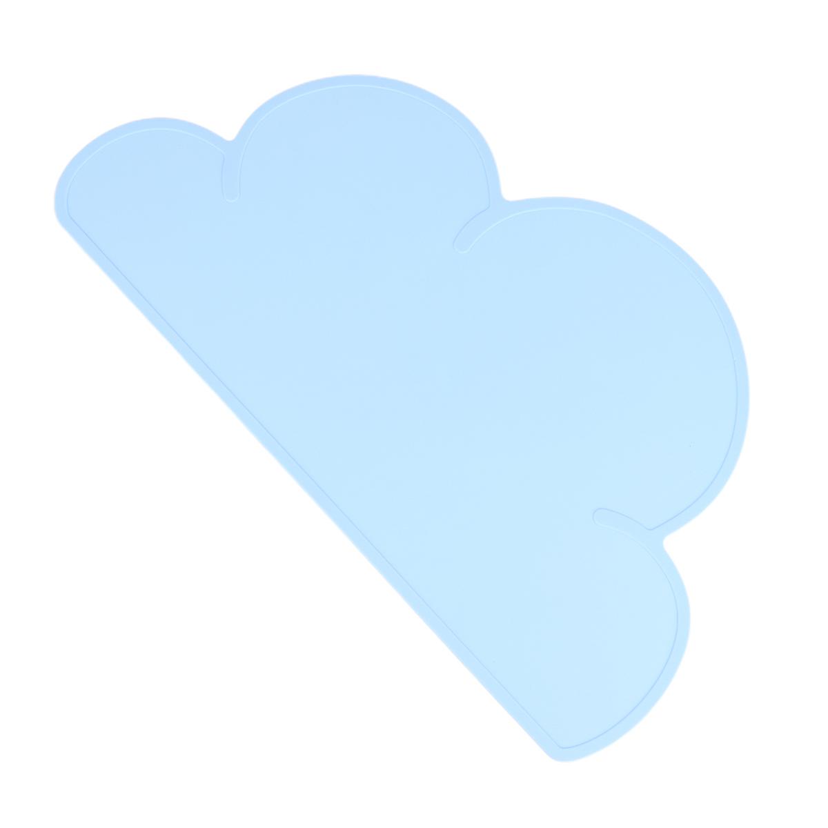 Pet Feeding Mat Cloud Shaped Silicone Protect Against Mess Easy to Clean 1Pack Light Blue