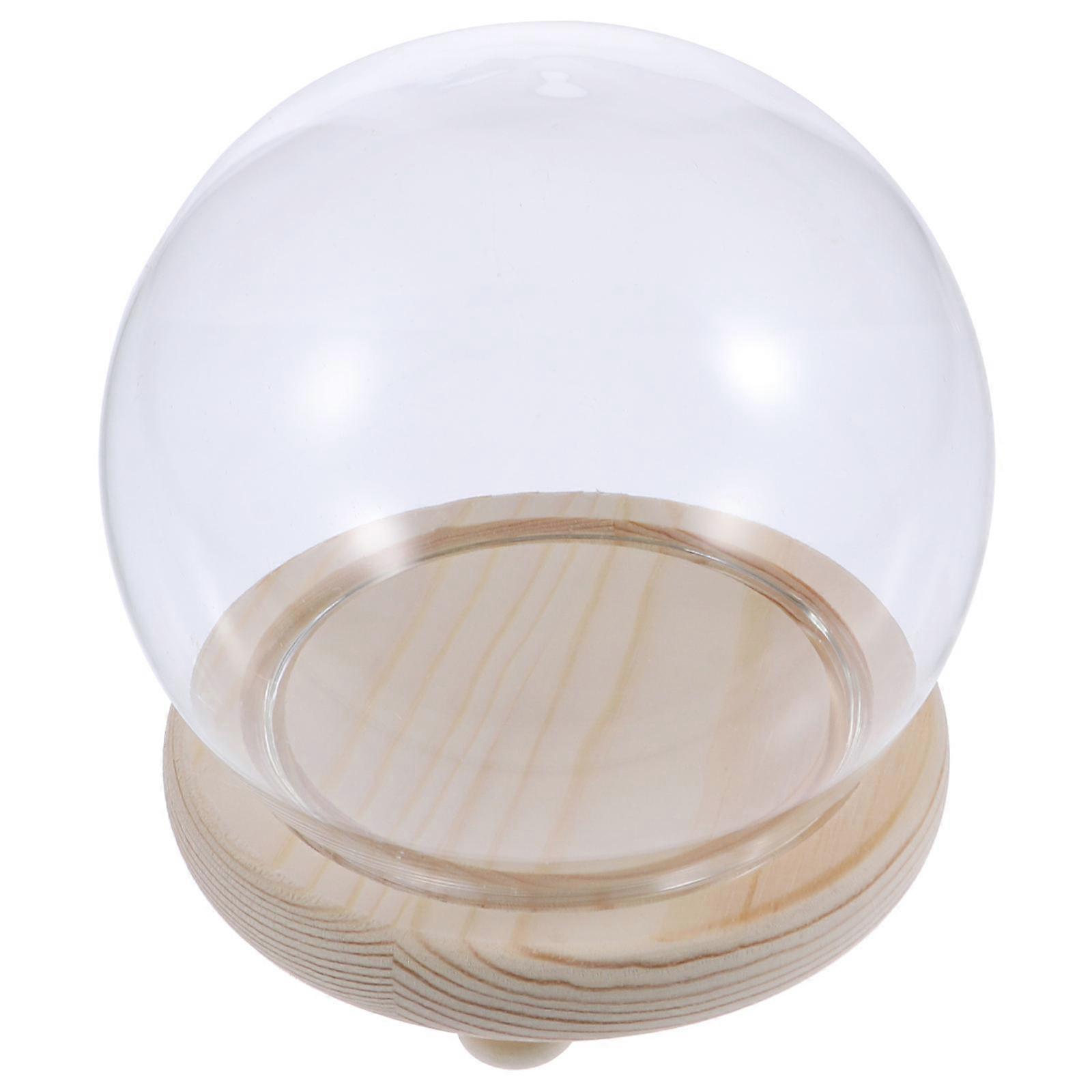 Preserved Flower Container Glass Dome for Display 2Pcs Transparent