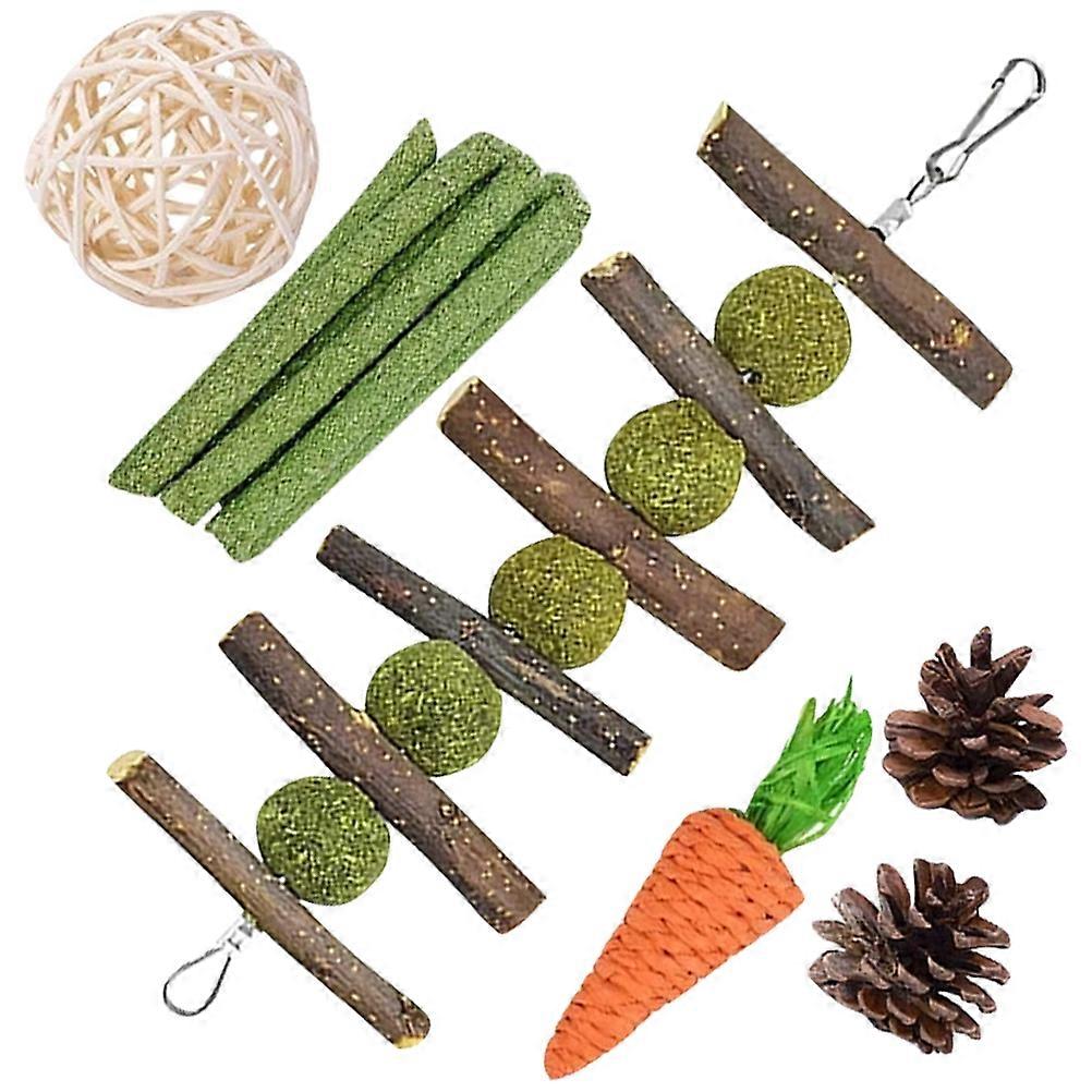 Wooden Bunny Chew Toys for Pet Comforting Biting 1Set of Chew Toys