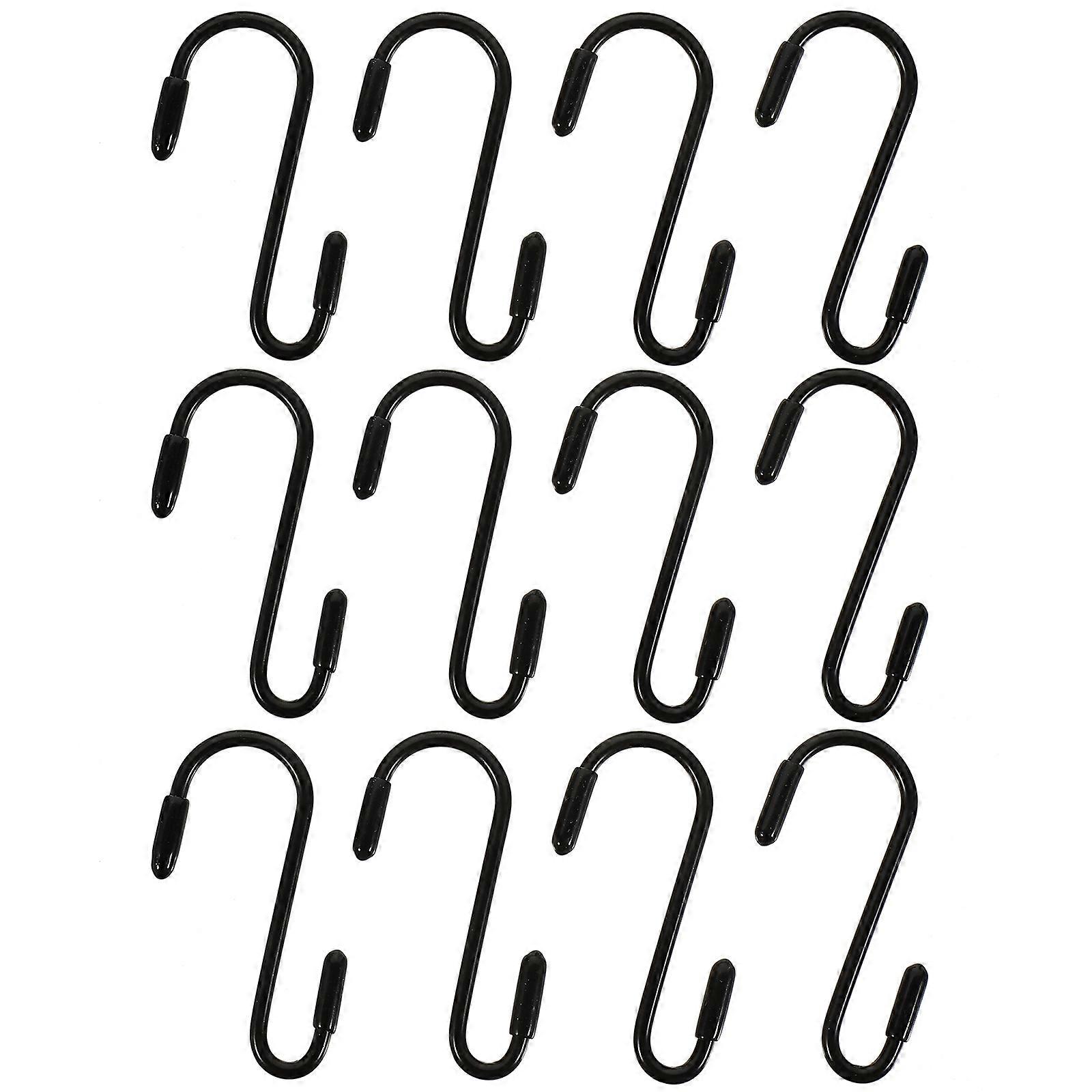 Small S Hooks for Hanging Heavy Duty Iron Hooks 36Pcs Black Set