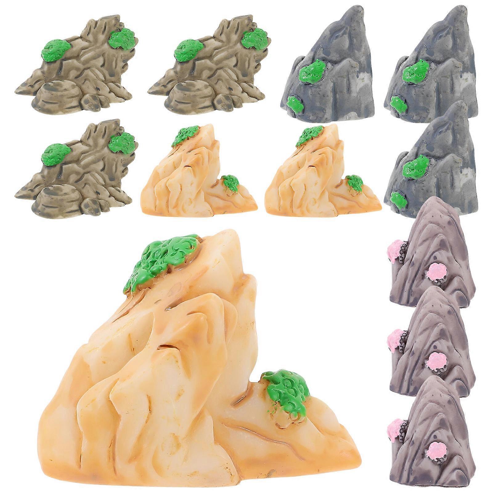 Mini Resin Mountain Statue for Decoration 24Pcs Assorted Color Durable