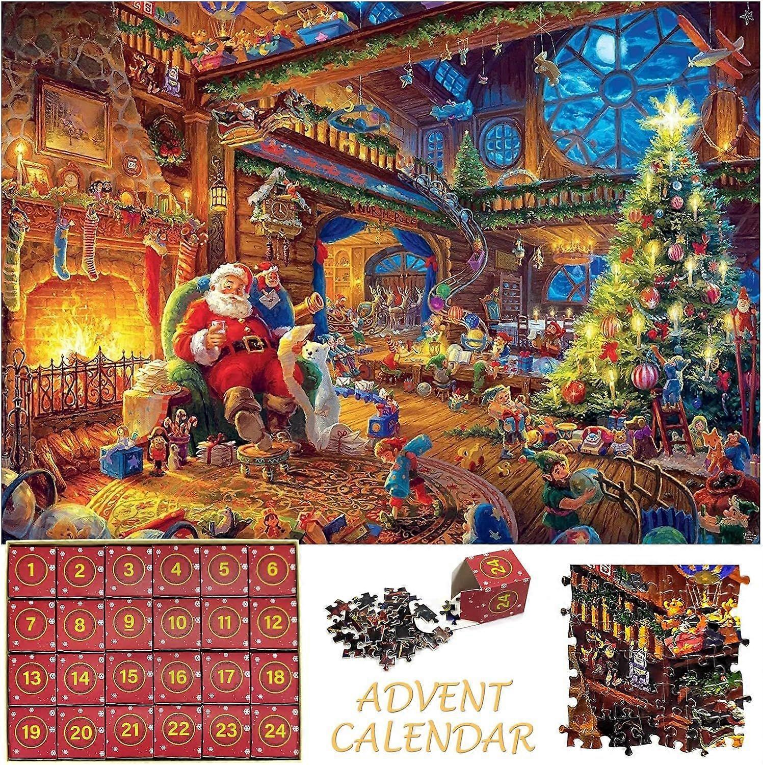 Minglan Santa Claus Christmas Wooden Jigsaw Puzzle 1000 Pieces Puzzles Decompression Hand-Assembled Adults Toys Kids Children's Puzzle