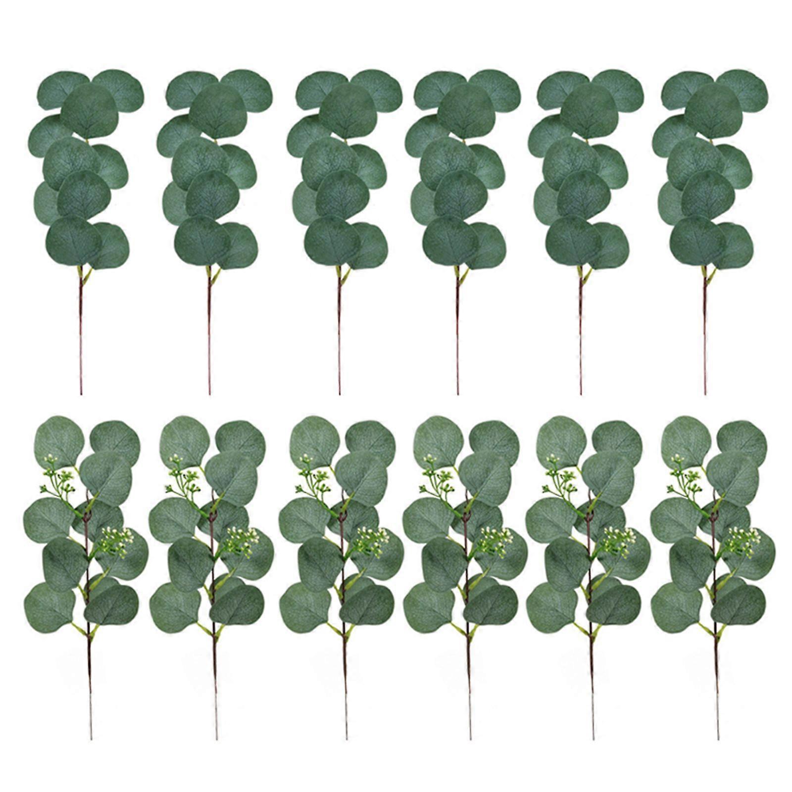 Minglan 12pcs Eucalyptus with flowers artificial plant