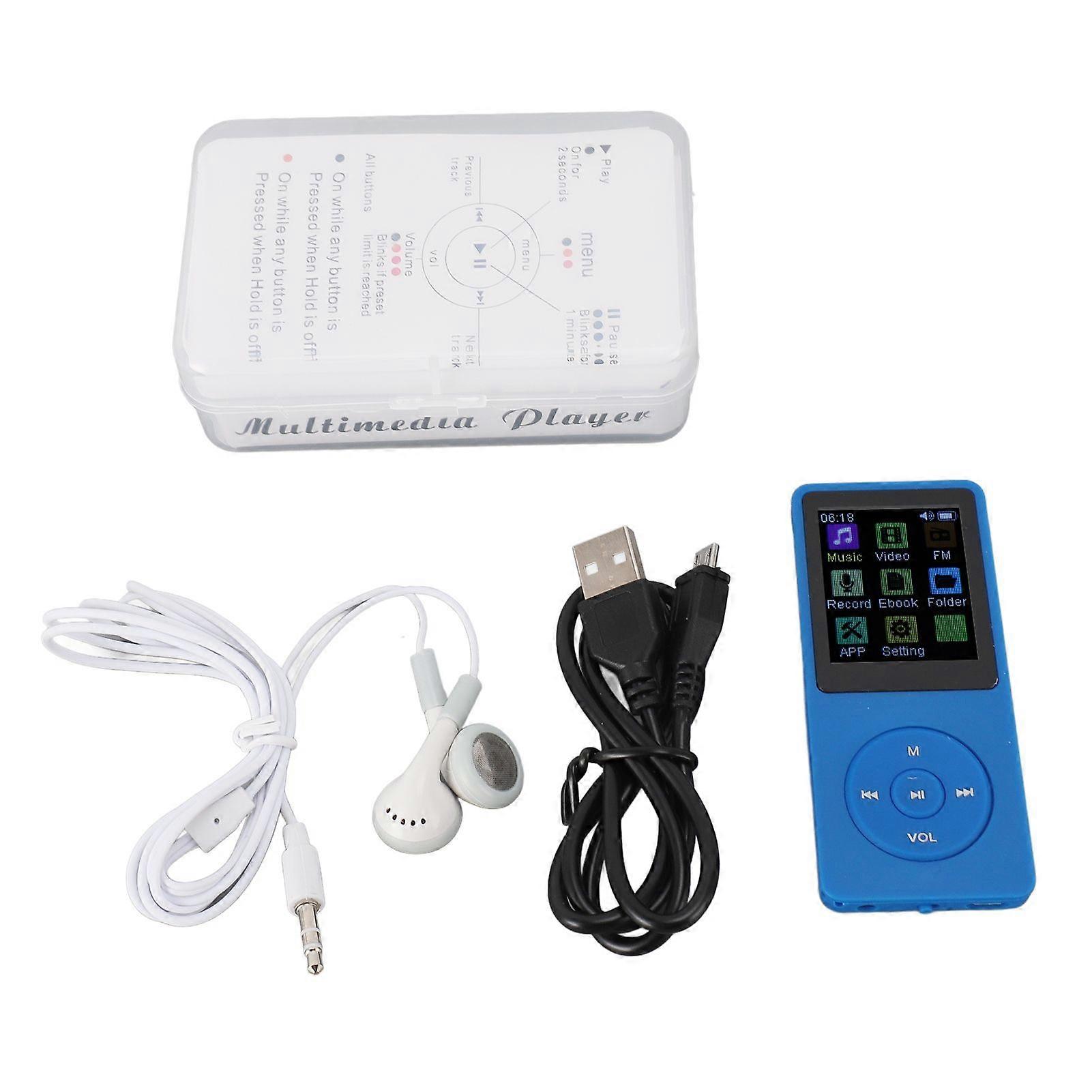 MP3 Player Voice Record Video Playback Bluetooth Function Music Player with TFT 1.82in Screen Blue Without Memory Storage