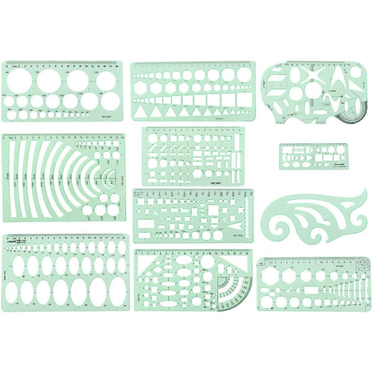 Ruler Green Transparent Expanded House Plan Template for Designing Use 33Pcs