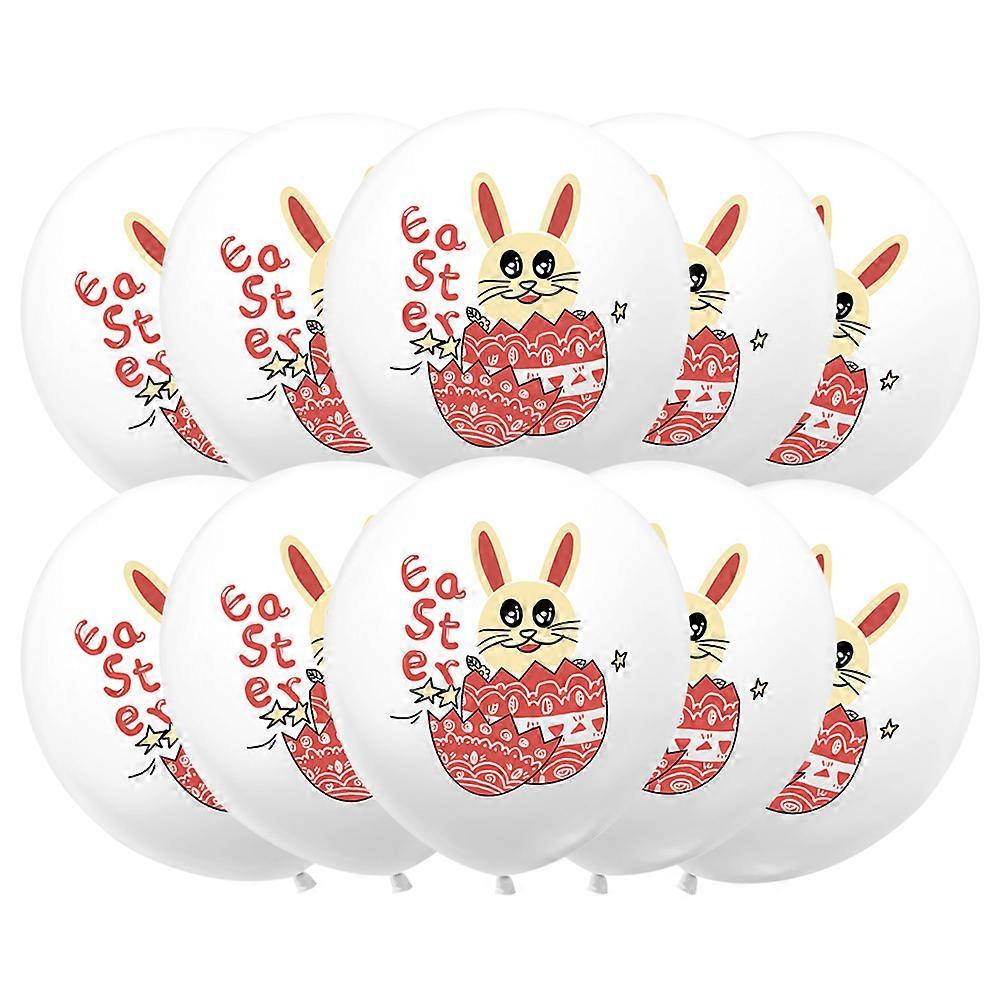 Easter Balloons Supplies White Latex Balloons with Rabbit Pattern 60Pcs
