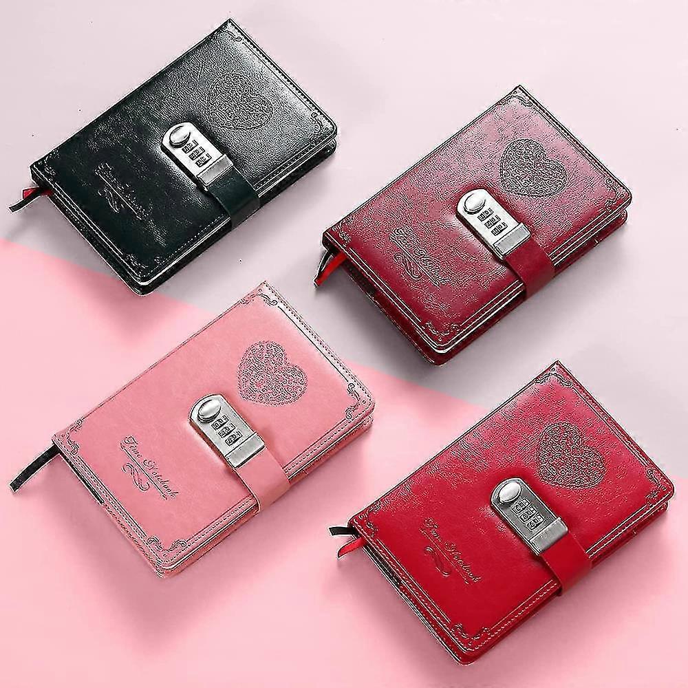 Diary With Lock For Girls - Leather Password Locking Journal Cute Secret Diaries Notebook With Combination Lock For Women Adults B6 Size 5.3x7.8 Inch