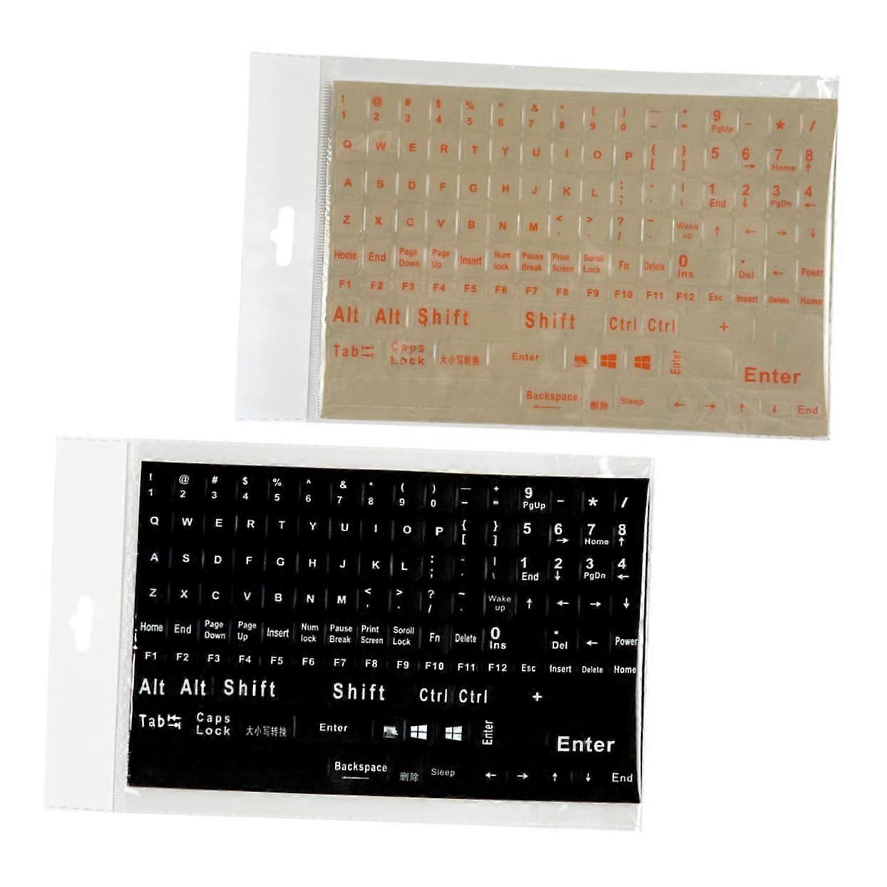 Keyboard Stickers 2 Sheets English Alphabet Labels Laptop Desktop PVC Replacement Letters Worn Key Refresh Easy To Apply