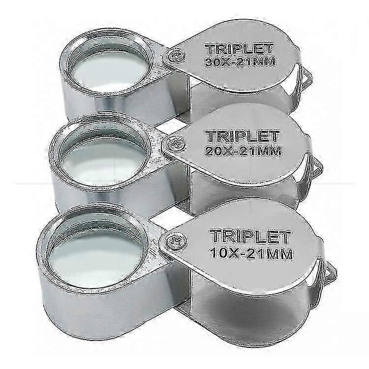 3-Piece Illuminated Jewelry Loop Magnifier with LED/UV Light, 10x/20x/30x Magnification