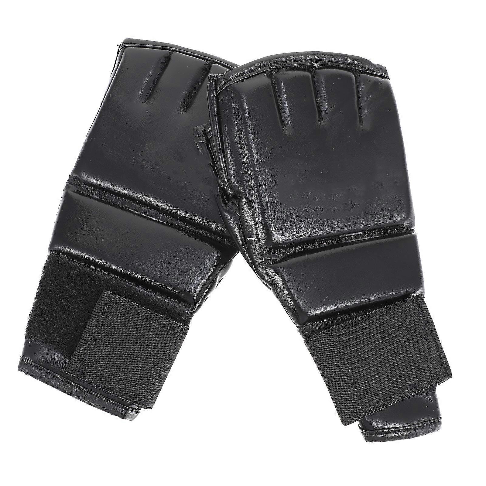 Boxing Accessory Gloves for Training 1Pair Black PU Half-Finger