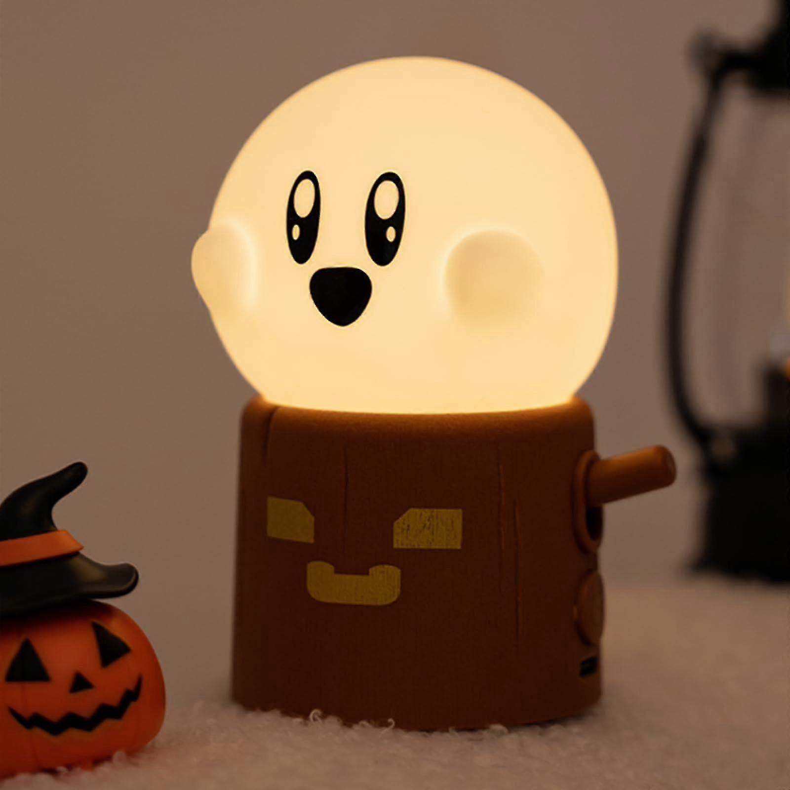 Ghost Night Light for Kids, Cute Ghost Column Lamp with Timer, Dimmable LED Bedside Lamp