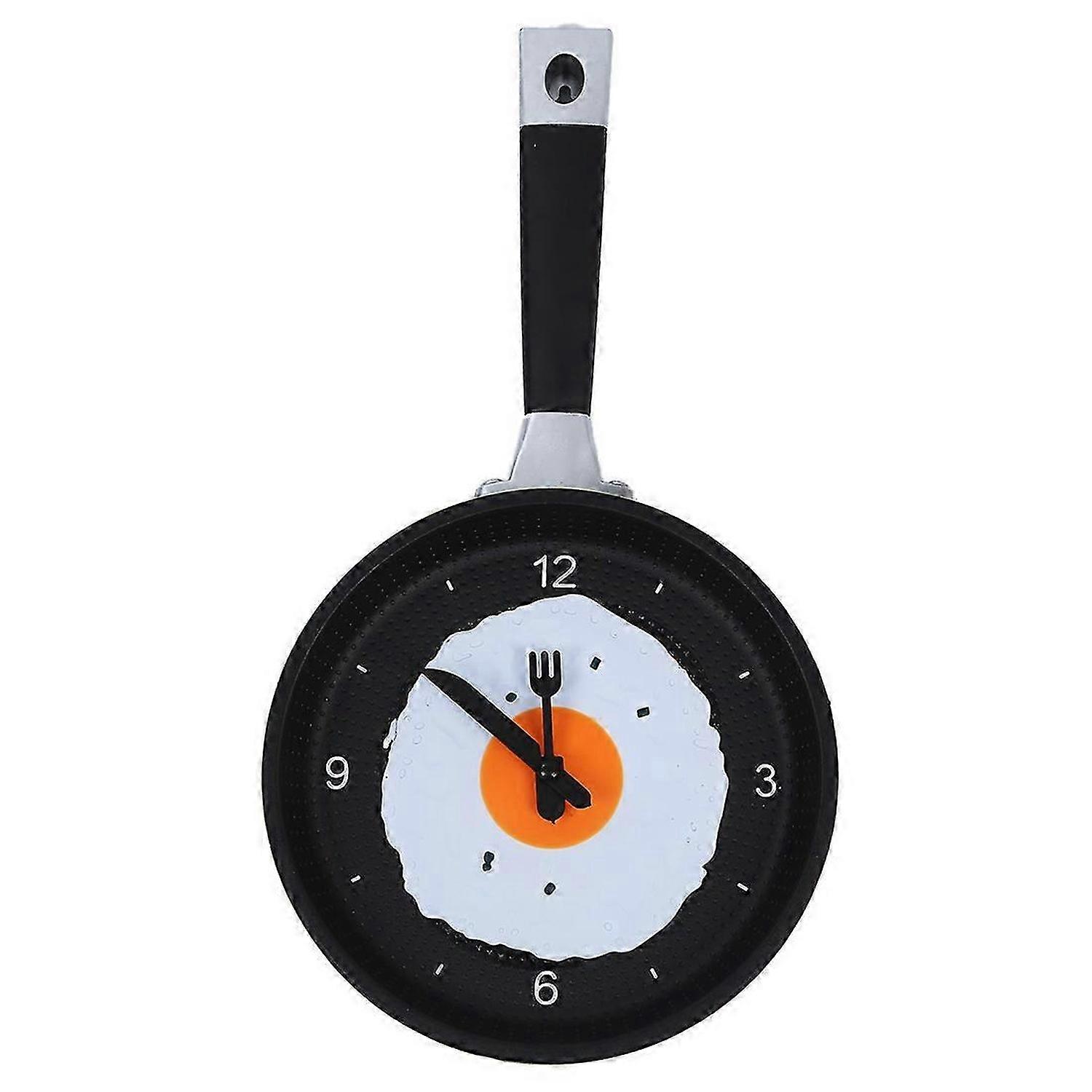 Frying Pan Clock with Fried Egg - Novelty Hanging Kitchen Cafe Wall Clock Kitchen - Green