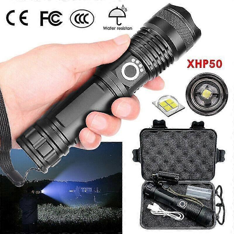 900000lumens Xhp50 Zoom Flashlight Led Rechargeable Torch Torch Light High Power