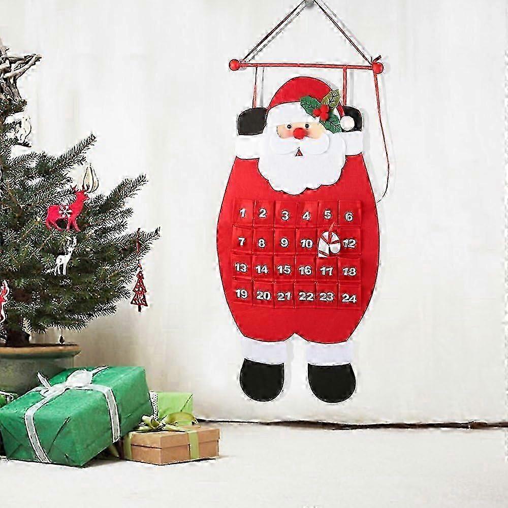 25-26 3D Felt Hanging Reusable Advent Calendar Countdown to Christmas for Christmas Decorations