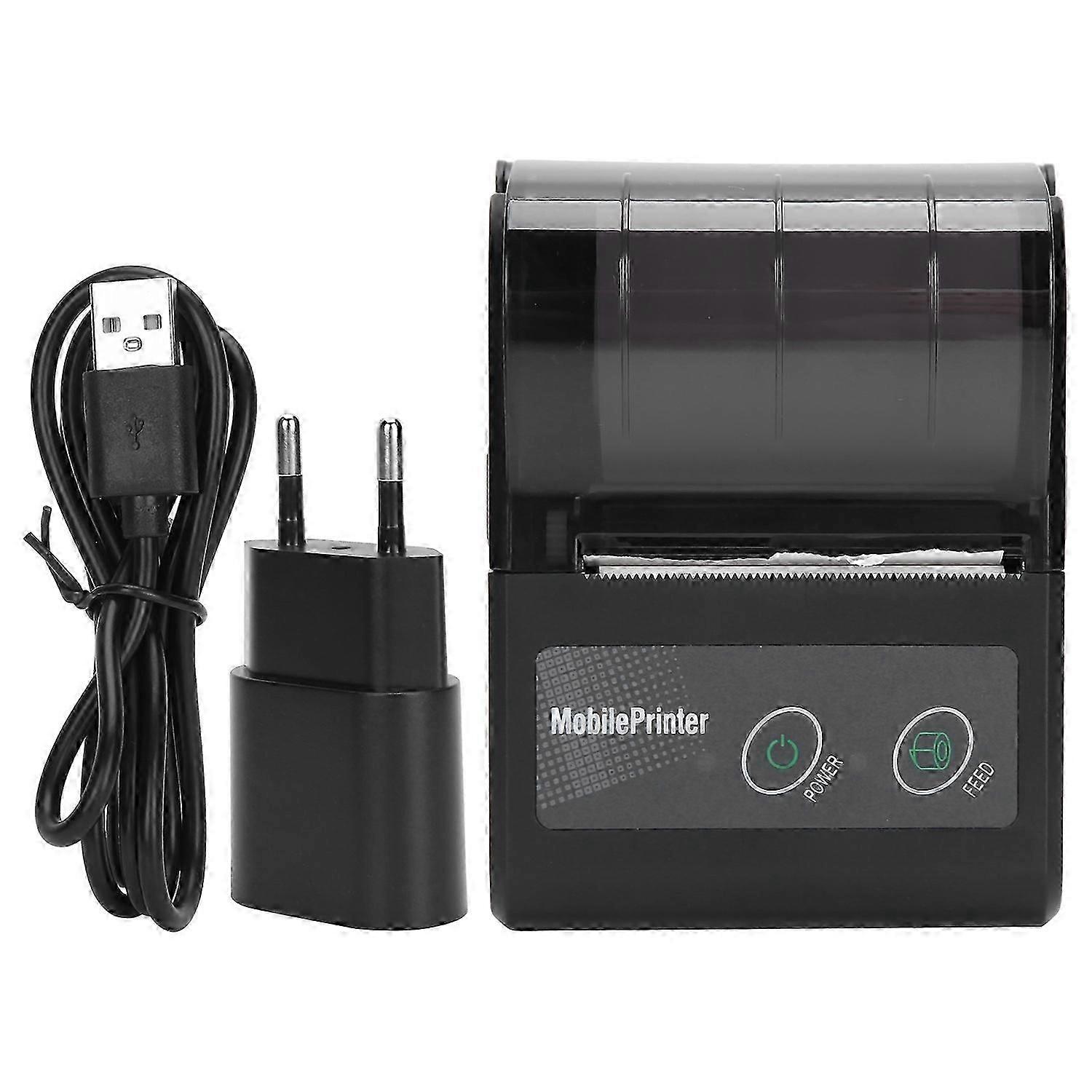 Bluetooth Thermal Receipt Printer Portable Ticket Pass Bill Mini Label Machine 100?240VEU Plug