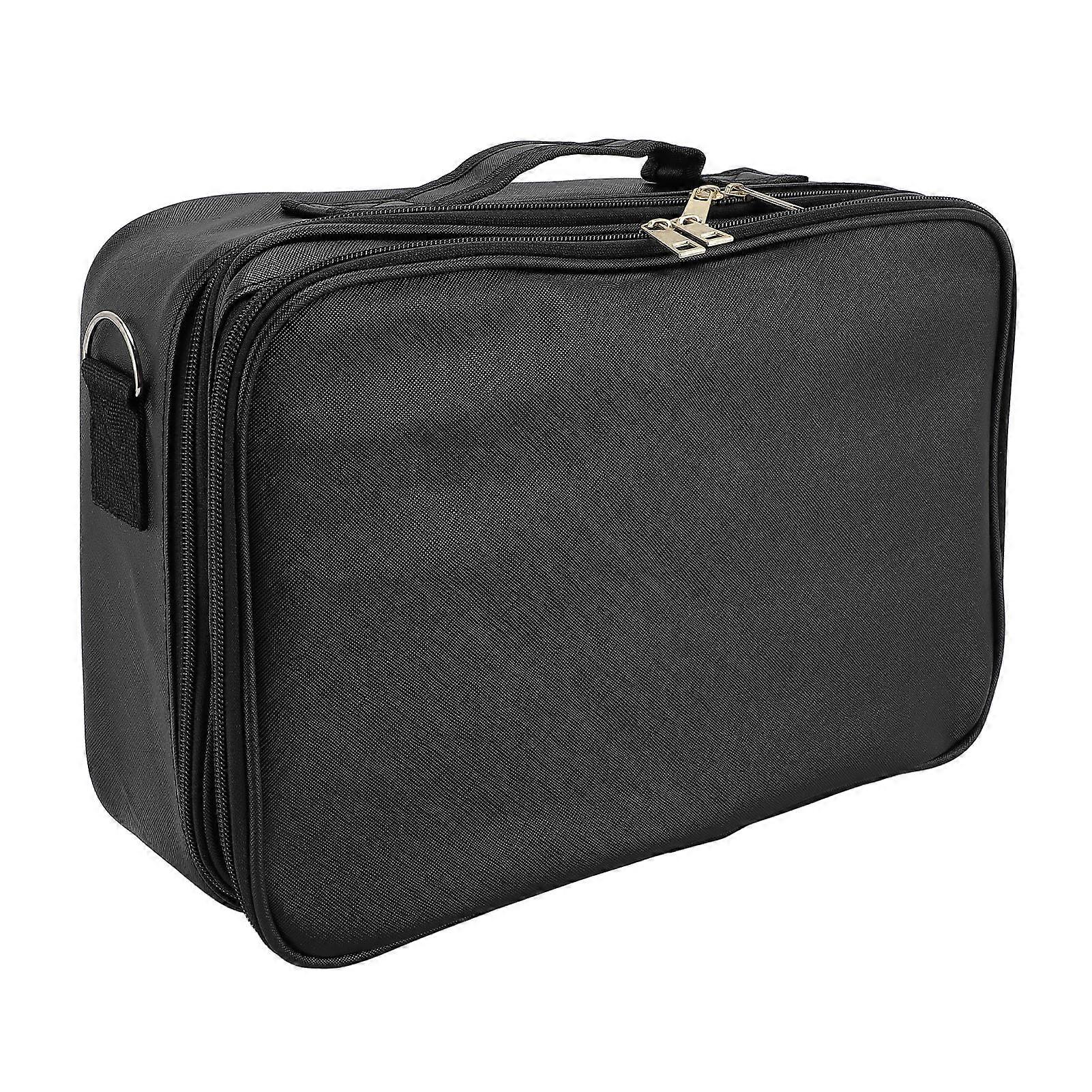 Makeup Bag with Mirror and Light 3 Color Temperatures Adjustable Divider Rechargeable Dimming LED Cosmetic Train Case Black 