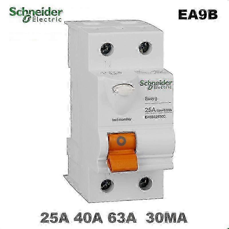 Schneider EASY9B 230VAC 2P25A 40A 63A 30MA Leakage Circuit Breaker Protectio Switch Residual Current Operation Protection Device