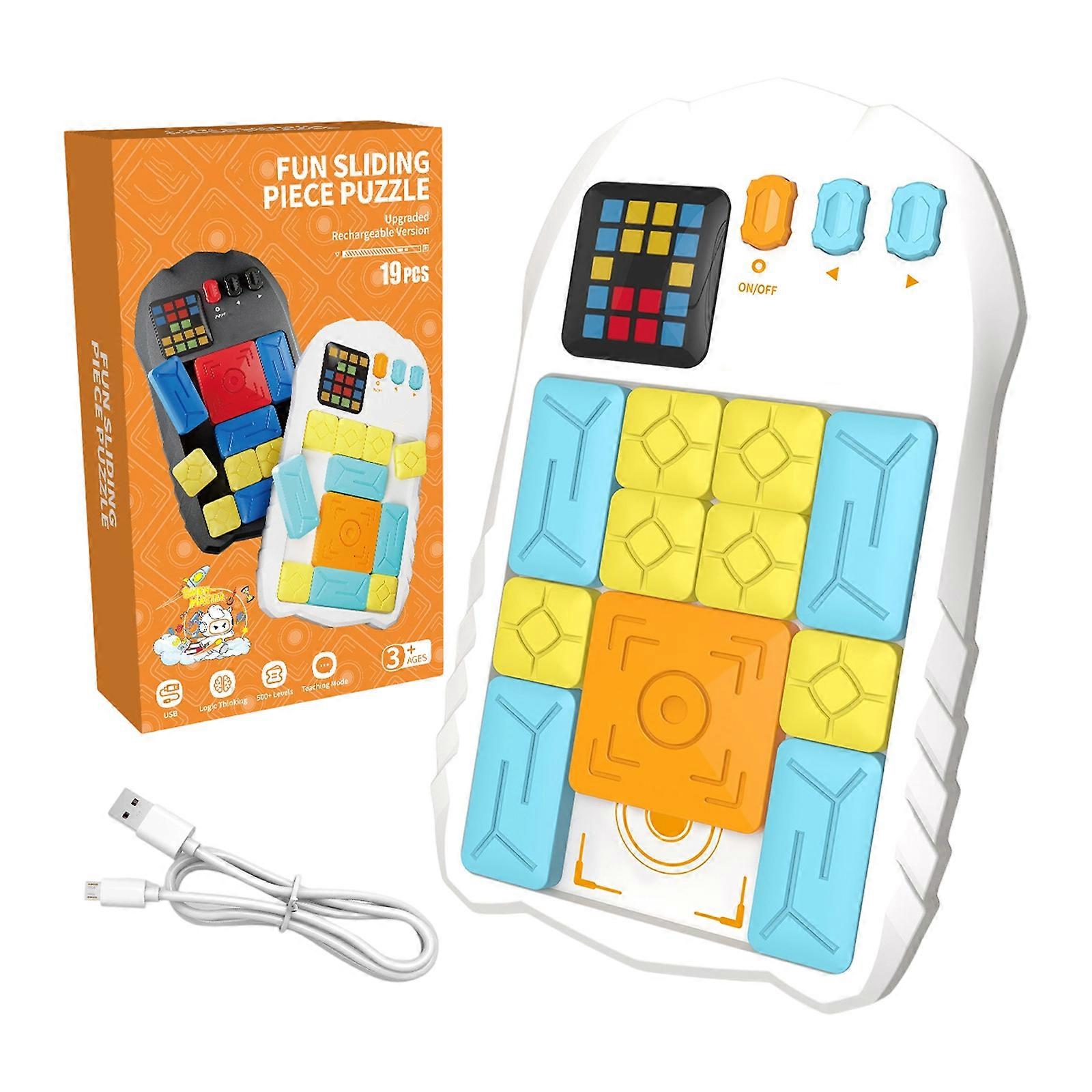 Electronic Sliding Puzzle Game Educational STEM Toy For Children Logical Skill Development Party Entertainment Playset  White