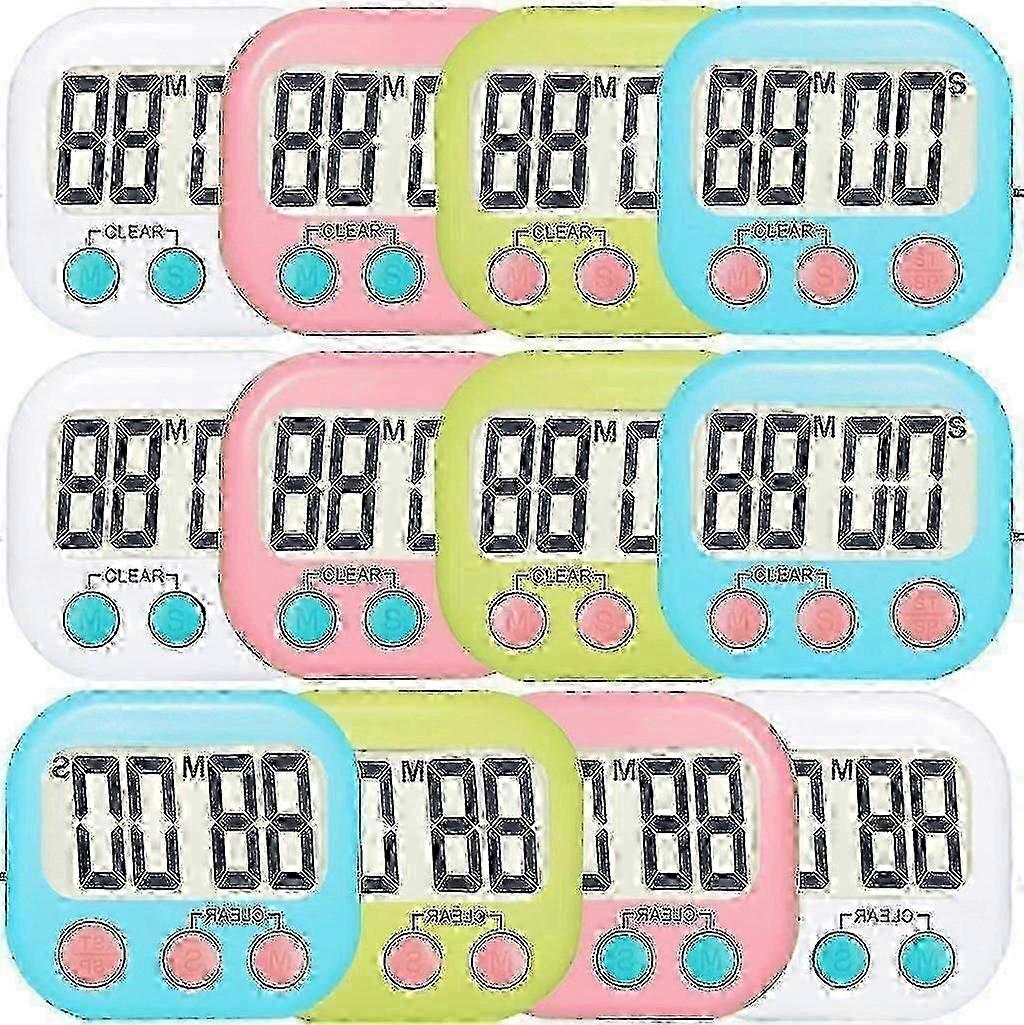 12 Pack Digital Kitchen Timer Strong Magnetic Electronic Countdown Timer, Loud Alarm, Small Size f54