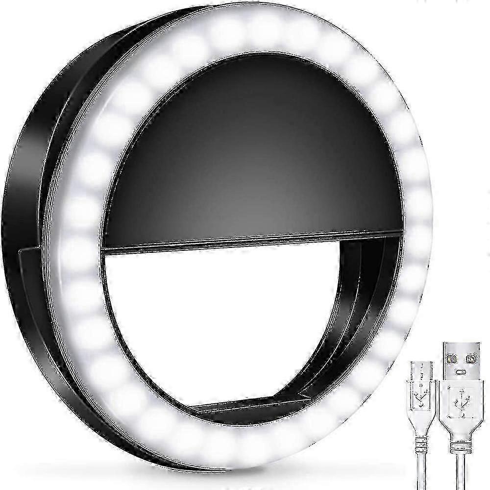 Selfie Ring Light, Rechargeable With 36 Led Lights, 3-level,black
