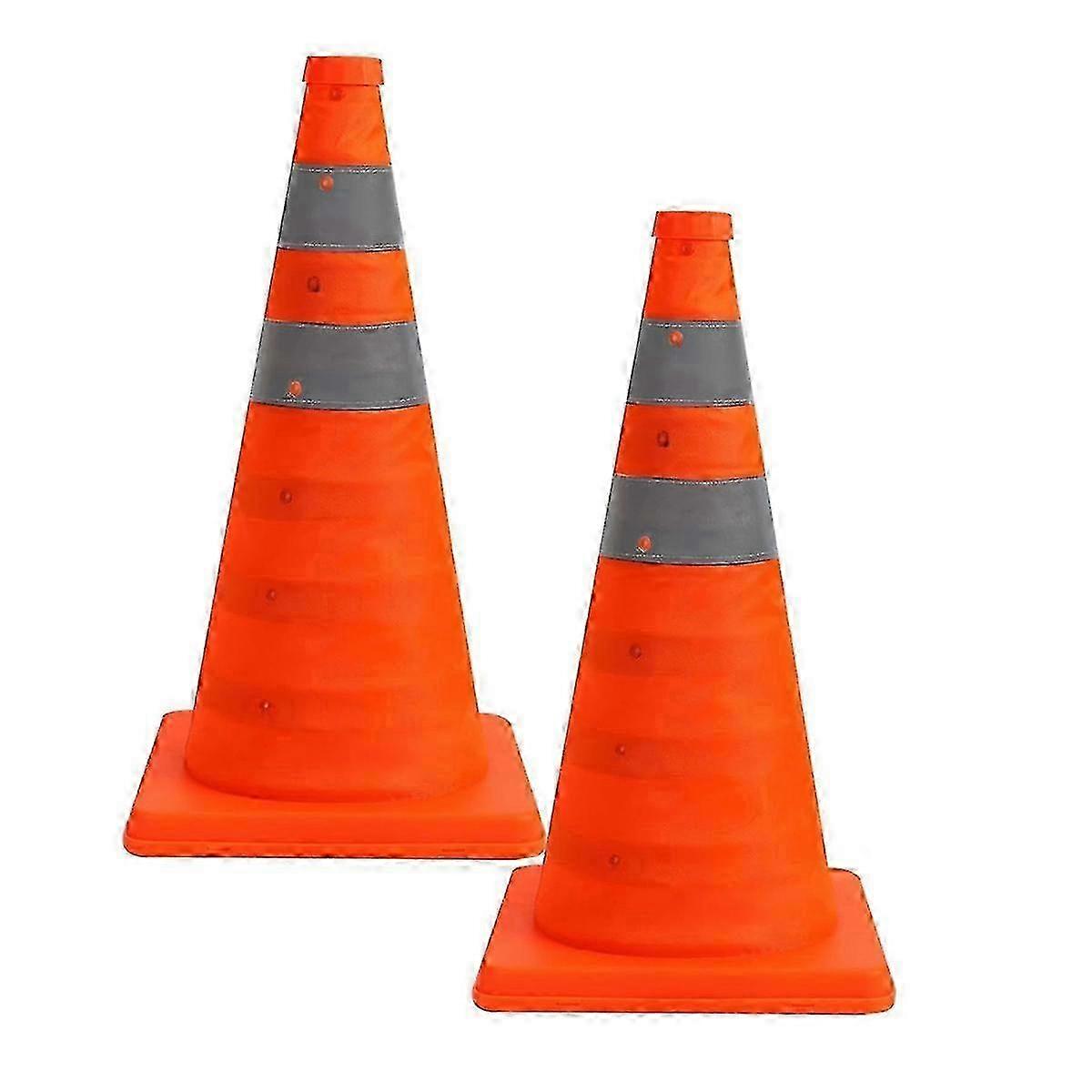 2 Pack 18-Inch Foldable Traffic Safety Cones, Multi-Purpose Road Safety Cones with Reflective Collars