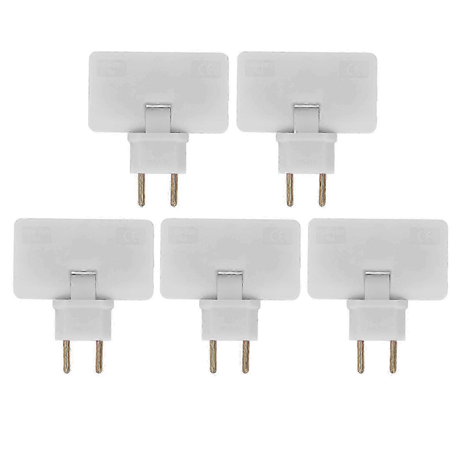 5Pcs EU Socket Converter Cordless 180 Degree Extension 1 to 3 Plug Adapter 110-250V White