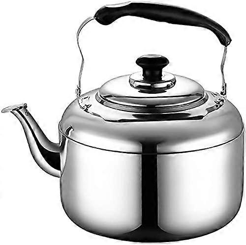Whistling Kettle Stainless Steel 4L For Gas Hobs Induction Compatible Ergonomic Handle Silver