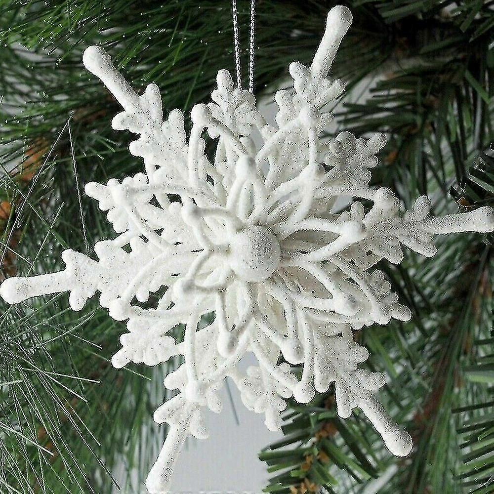 Xmas 12cm Large Glitter Christmas Tree Hanging Snowflake Baubles Tree Decor