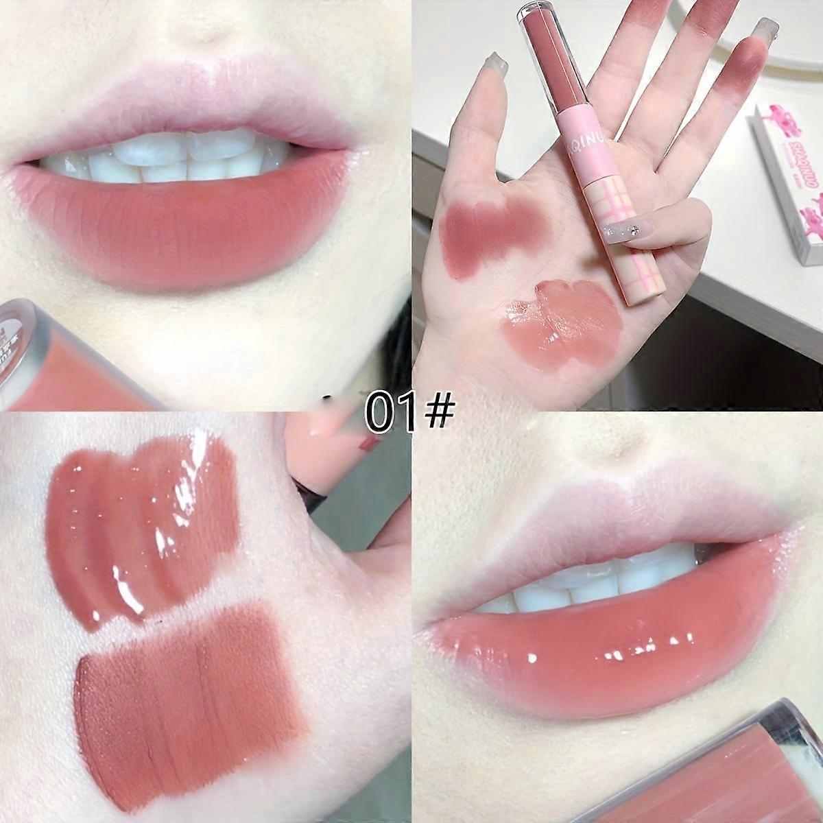 Double-Headed Lip Glaze Design with Shiny Gloss and Soft Matte Finish Hydrating Lip Gloss Moisturizing Lipstick Formula Vibrant Colored Lip Makeup