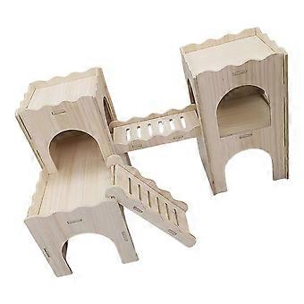 Hamster Houten Huizen Natuurlijk Hout Klein Huisdierhuis Waterdichte Hamsterkooi voor Kleine Huisdieren Multicolor