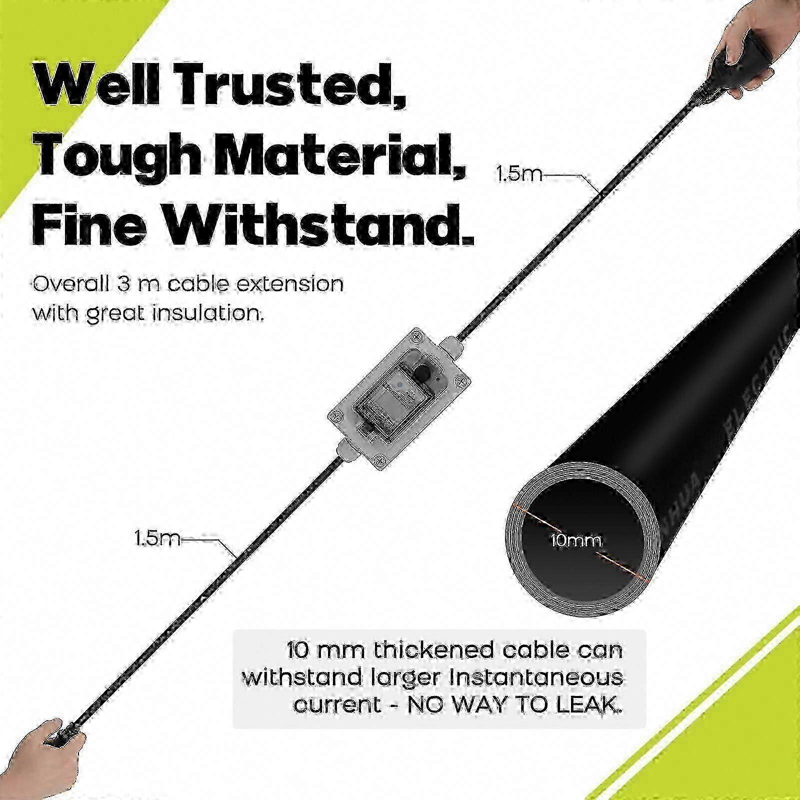 60A 230V مقاوم للماء عداد التيار الرقمي ، مراقب الطاقة المحمول كيلووات