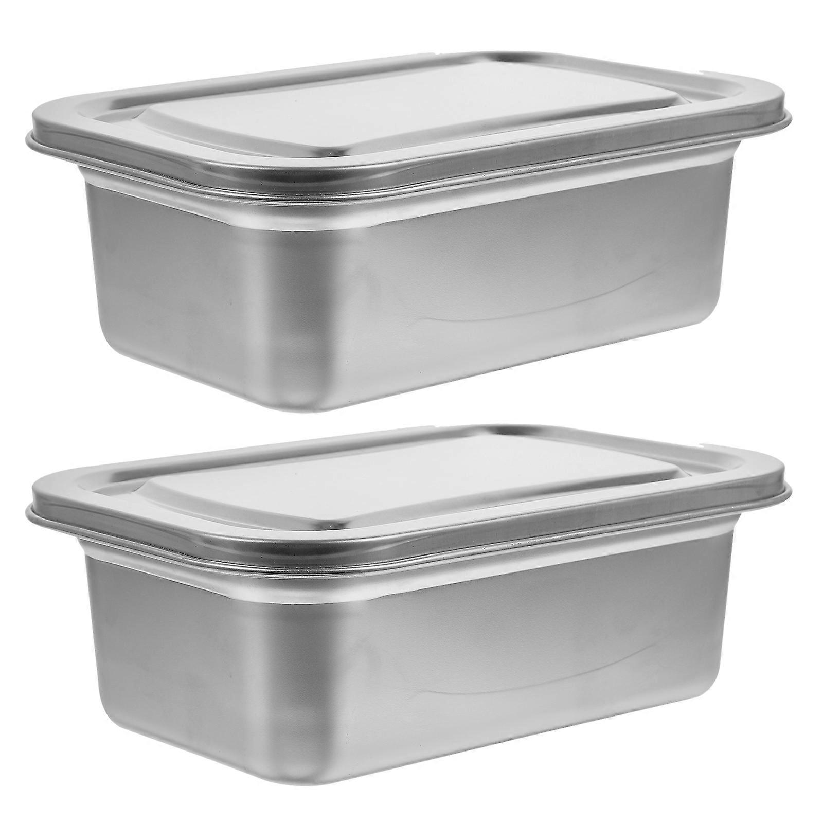 Stainless Steel Ice Cream Container Airtight Container for Storing 2Pcs