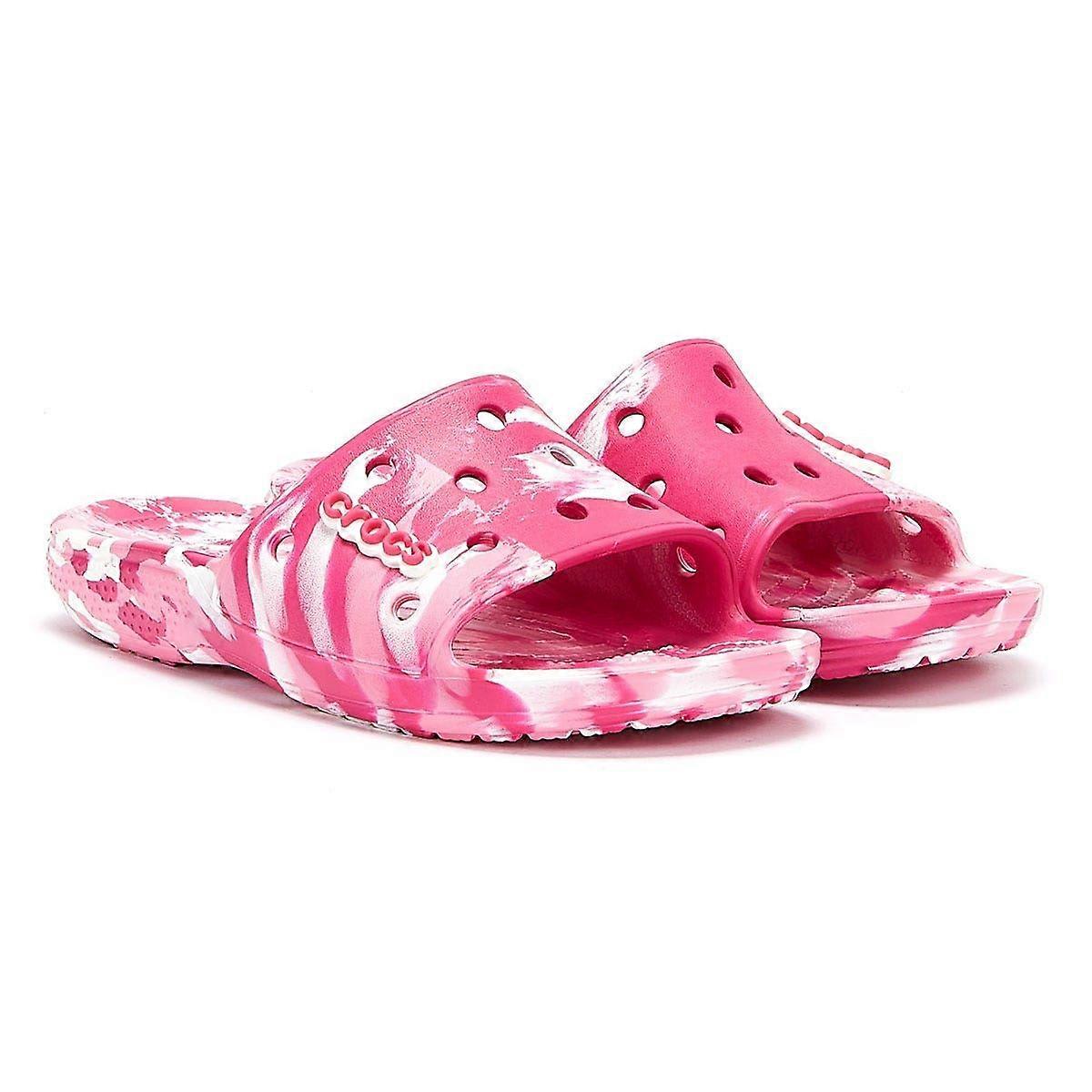 Crocs Classic Marble Womens Pink Slides
