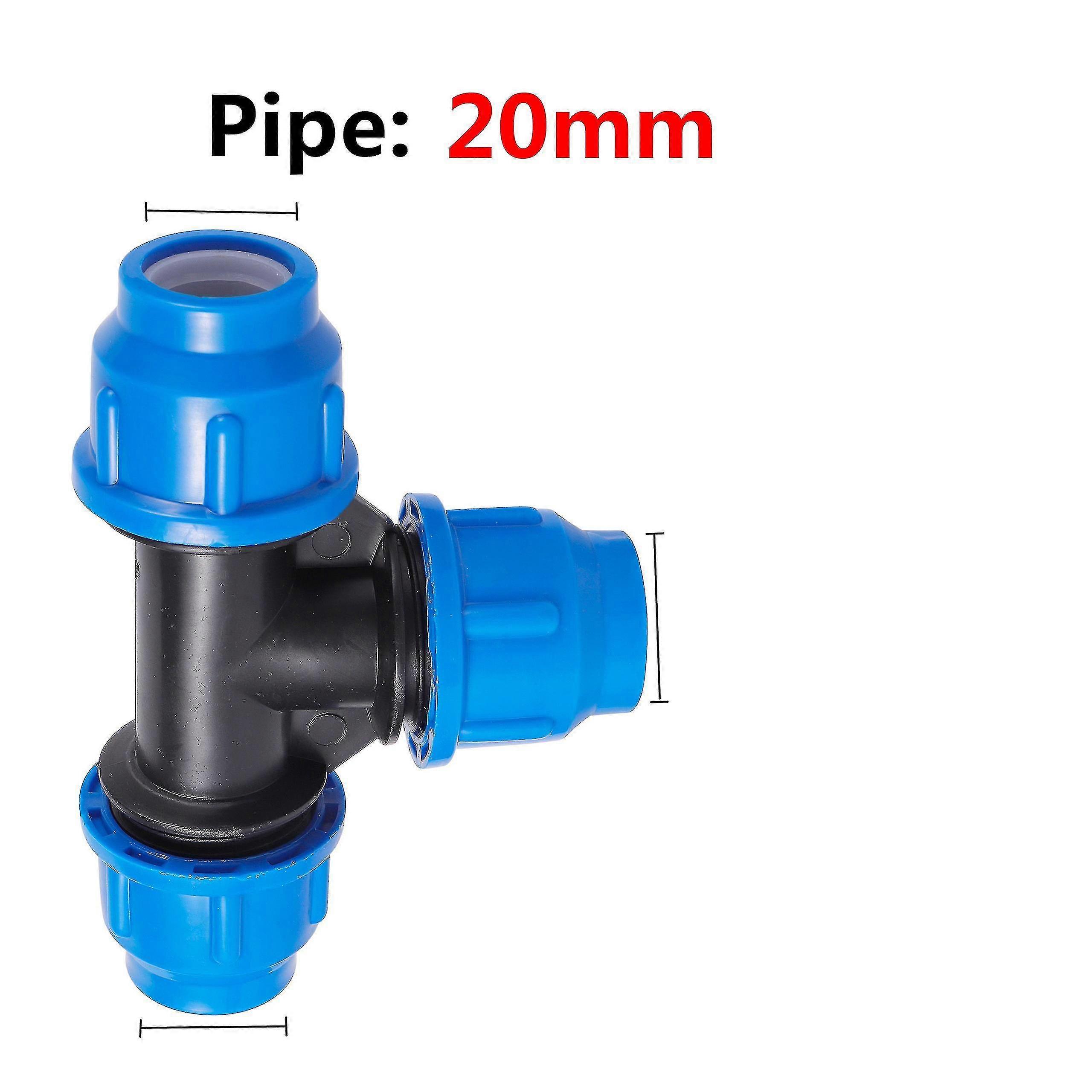 Quick Water Connector for Pe Pipe, 20mm Inner Diameter Tee Elbow 4-Way Irrigation Fitting